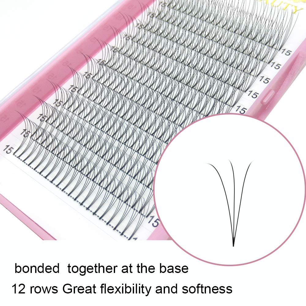 3D Volume Eyelash Extensions 0.07mm C Curl 12mm - Premade Lash Fans for 3D 5D 7D Volume Lashes (9-20mm) - Professional Salon & DIY Home Use for Stunning Eye Makeup