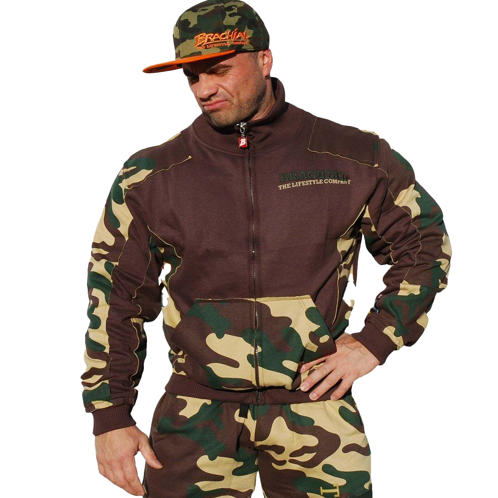 Brachial Zip Sweater Fuel Camo - Men's Military Style Pullover Hoodie for Outdoor Activities, Hiking & Casual Wear