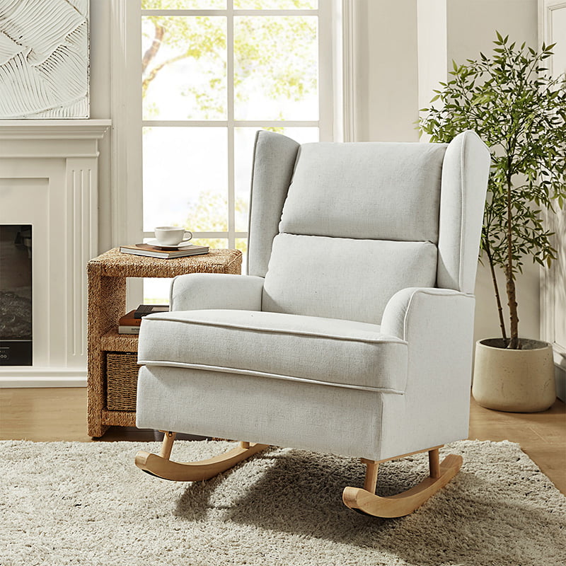 Andreo Modern Tufted Upholstered Rocking Chair - Comfortable Nursery Rocker for Baby Room, Living Room & Bedroom - Perfect for Nursing, Relaxing & Home Decor