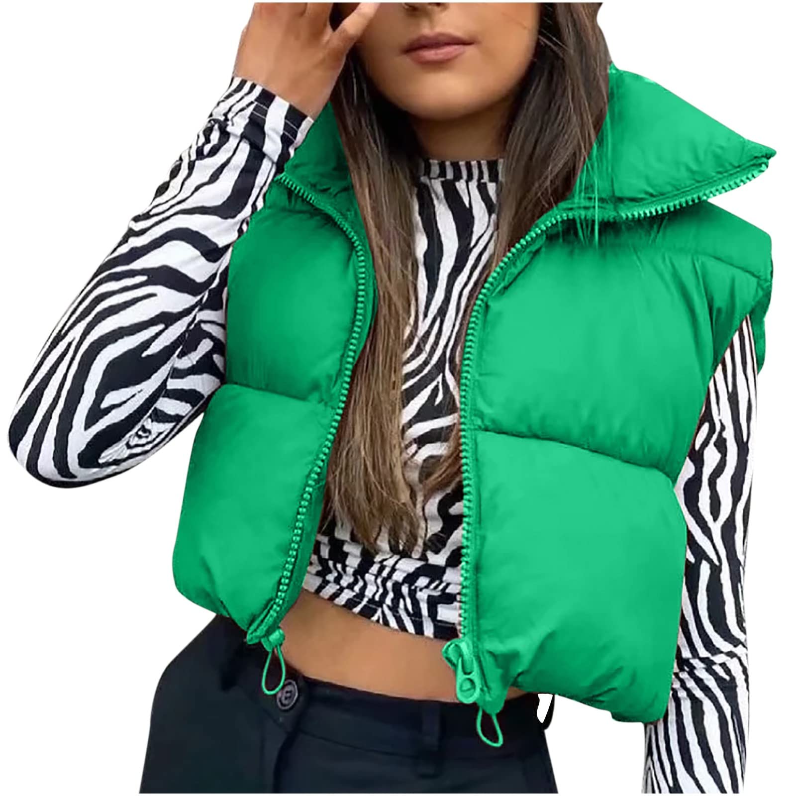 Women's Winter Crop Vest - Lightweight Sleeveless Padded Gilet Jacket for Warmth | Casual Outerwear for Layering, Street Style & Cold Weather Fashion