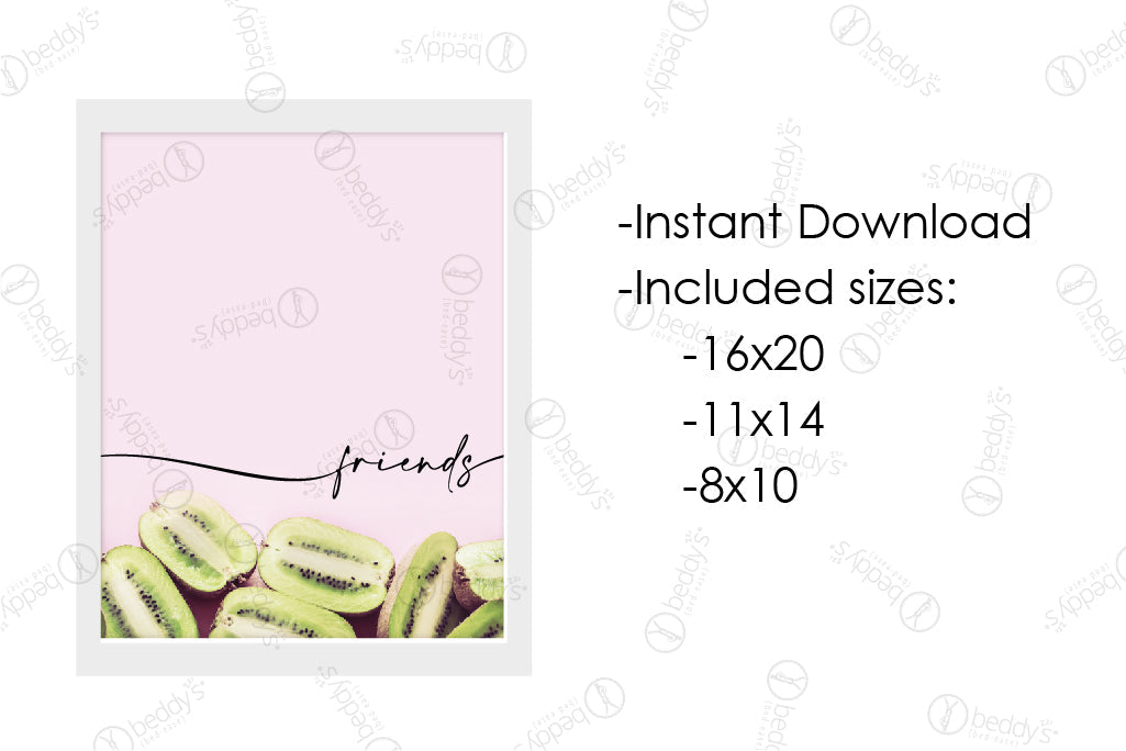 Kiwi Be Friends Digital Art Print Download - Cute Kiwi Bird Wall Art for Kids Room, Nursery Decor & Gifts