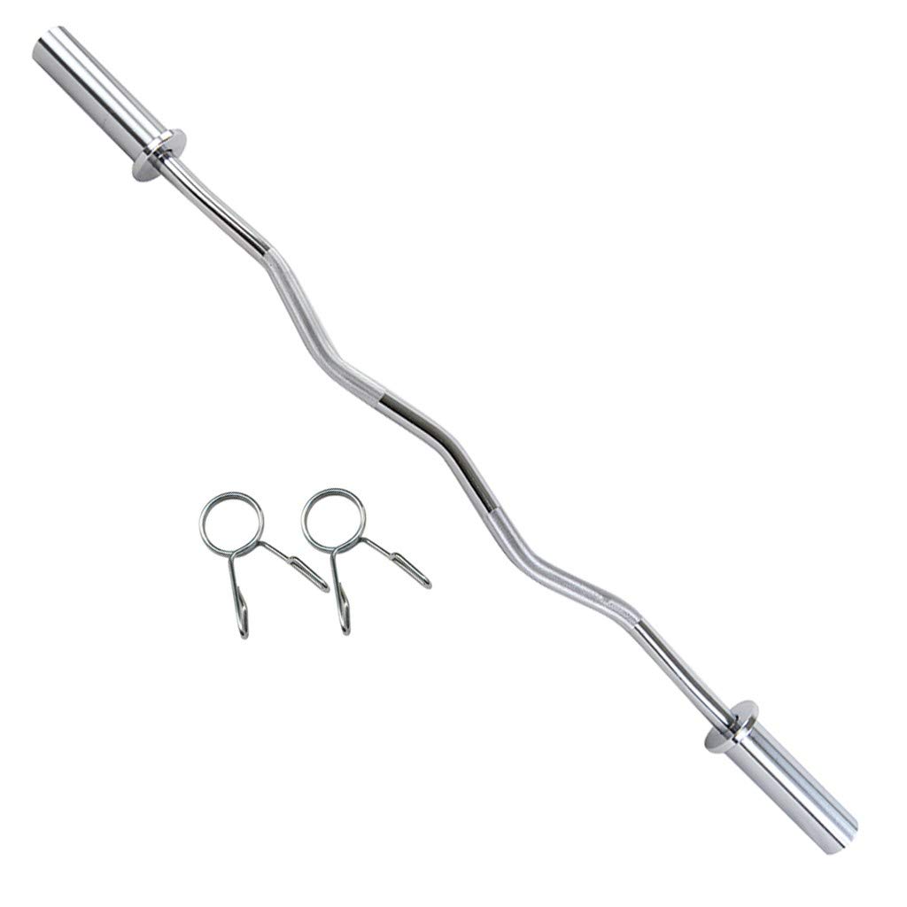 GMPC 47-inch Olympic Barbell EZ Curl Bar - Strength Training Equipment for Home Gym, Weightlifting, CrossFit & Fitness - Chrome Plated Curved Barbell for Biceps, Triceps & Full Body Workouts (Perfect for Home Workouts & Commercial Gyms)