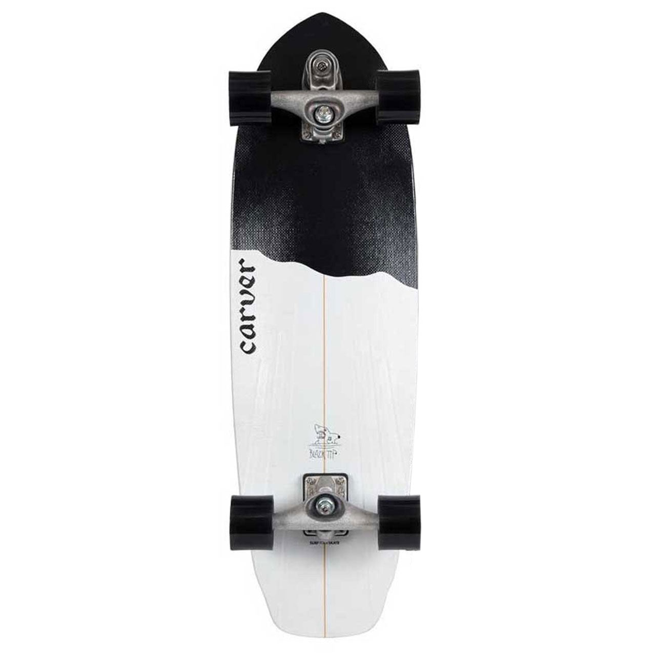 Carver Surfskate Complete Skateboard 32.5 Inch - Black Tip Deck for Surf Training & Cruising - Perfect for Surfers, Beginners & Commuters