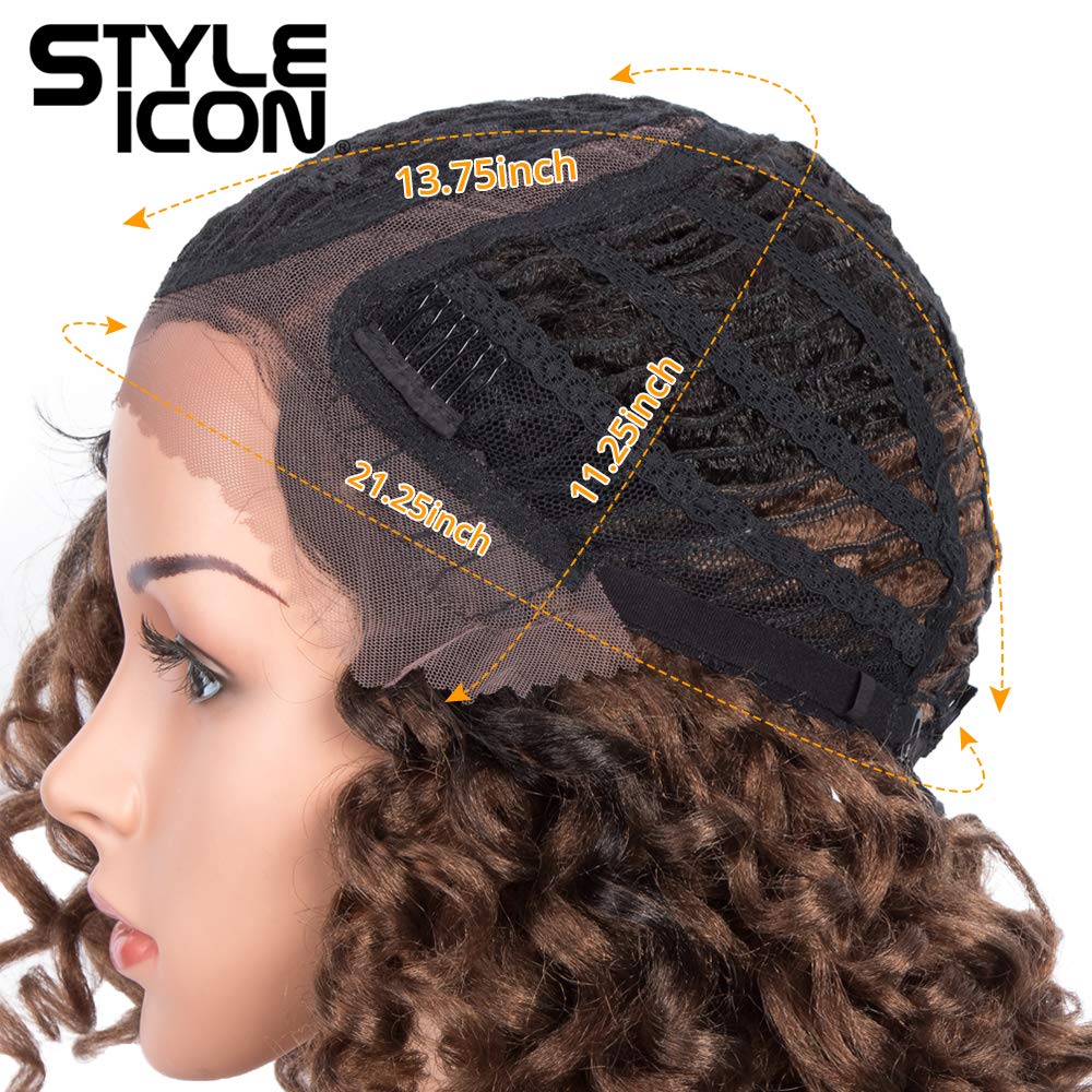 13 Inch Short Curly Afro Wigs for Black Women - Lace Front Side Part Synthetic Ombre Blonde Wig (OT30) | Perfect for Cosplay, Daily Wear & Special Occasions