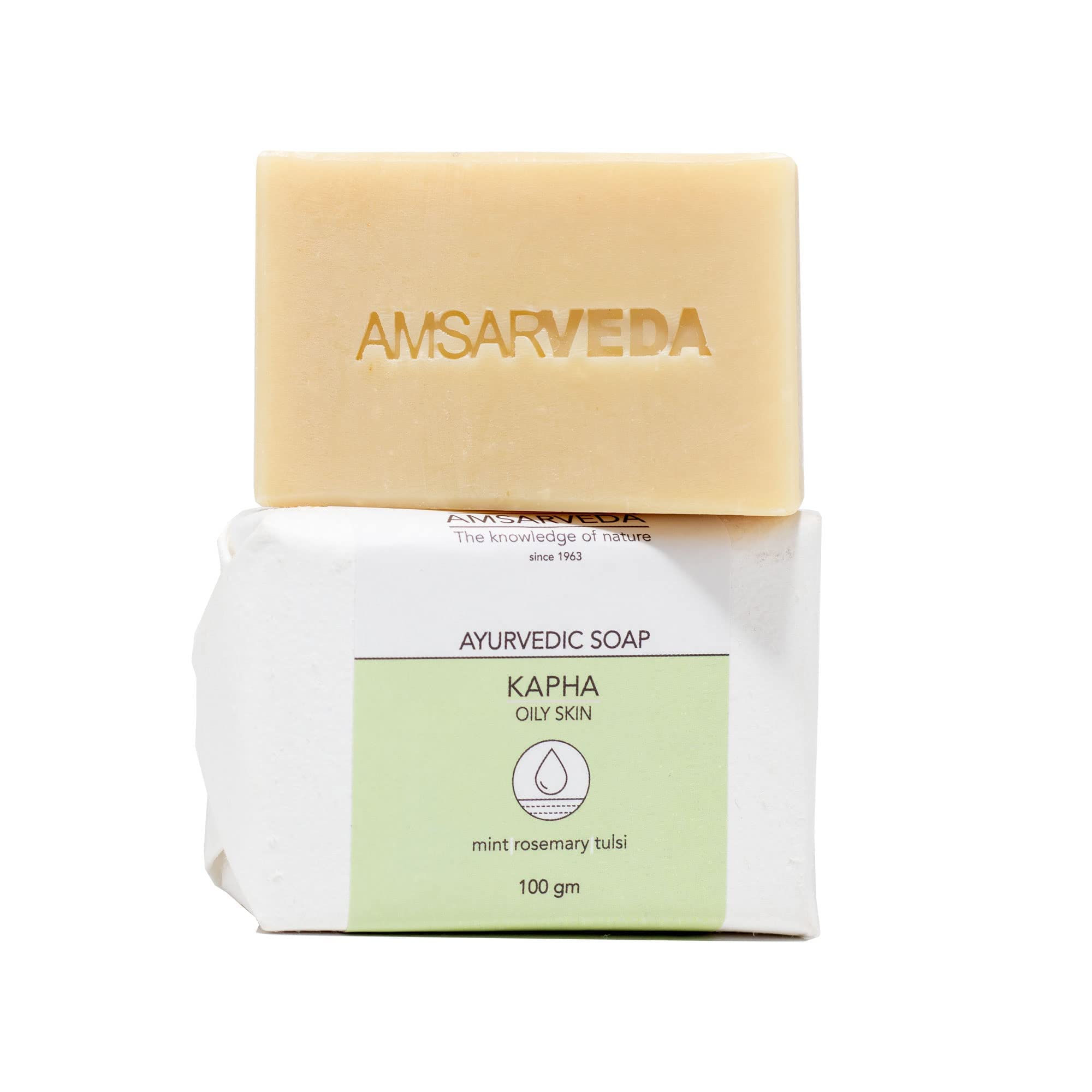 Amsarveda Kapha Ayurvedic Soap for Oily Skin - Natural Herbal Cleansing Bar for Acne-Prone Skin | Perfect for Daily Face & Body Wash in Humid Climates