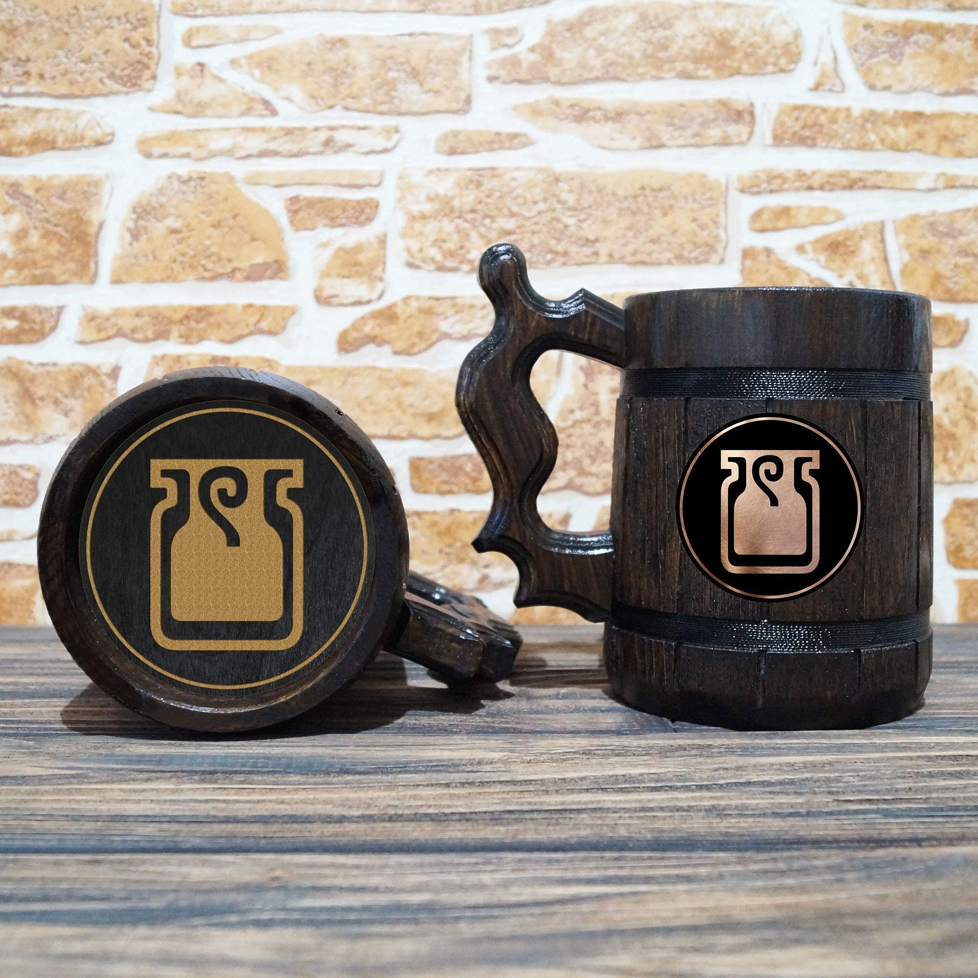Custom Engraved Beer Mug - Personalized Wooden Tankard & Stein for Men - Unique Gamer Geek Gift for Dad, Father's Day, Anniversary & Wedding - Perfect for Home Bars, Game Nights & Special Occasions