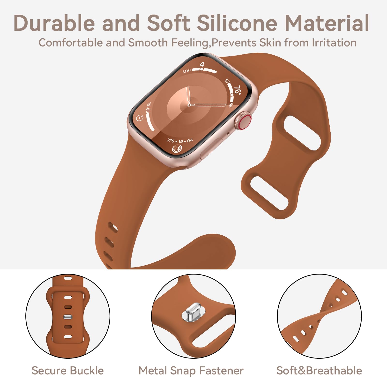 Premium Soft Silicone Sport Band for Apple Watch Series 1-9, Ultra & SE - Compatible with 38mm 40mm 41mm 42mm 44mm 45mm 49mm - Comfortable Durable Replacement Strap for Men & Women - Perfect for Workouts, Running & Everyday Wear