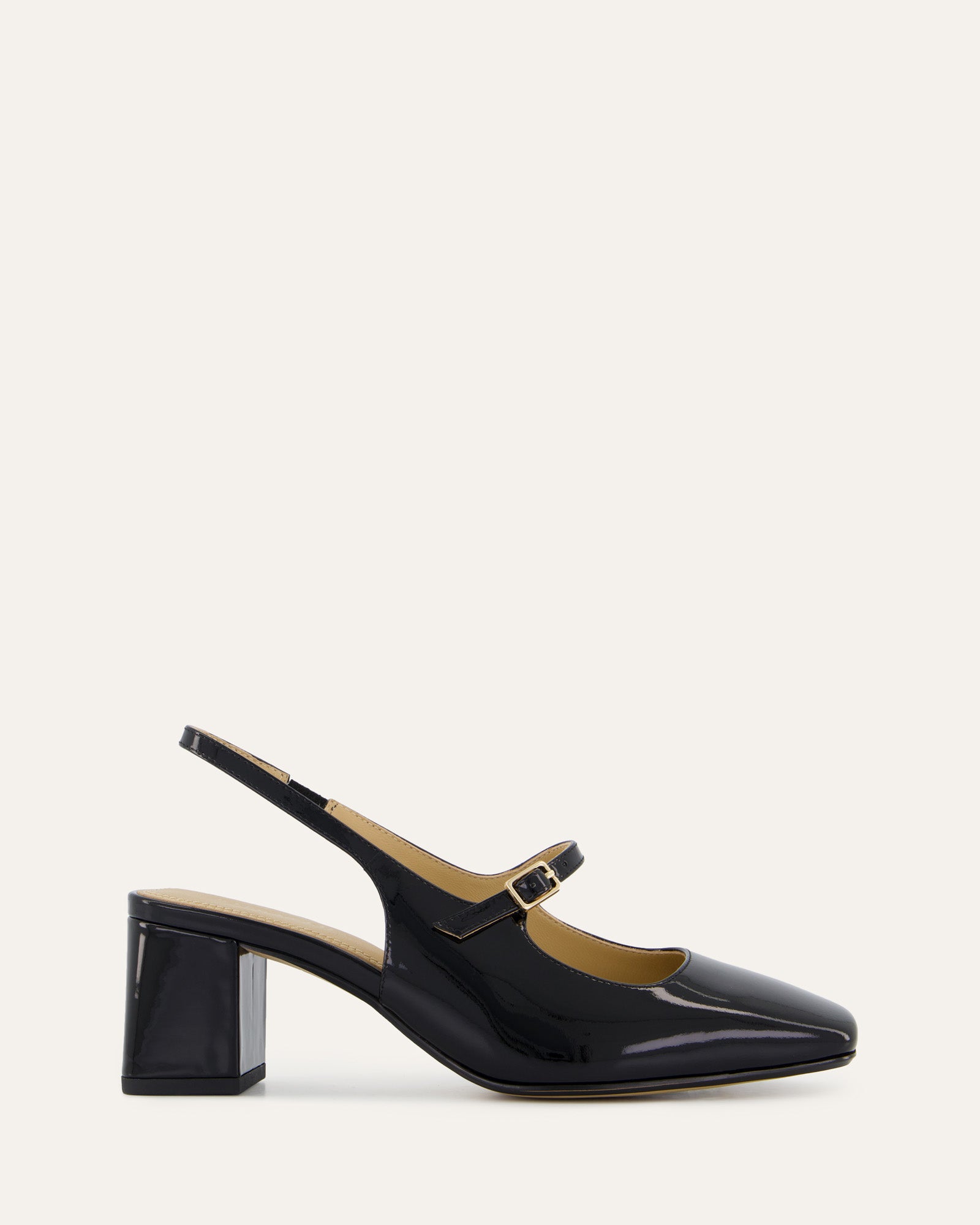 PEGGY Women's Low Heel Black Patent Leather Pumps - Comfortable Dress Shoes for Work, Office & Formal Occasions