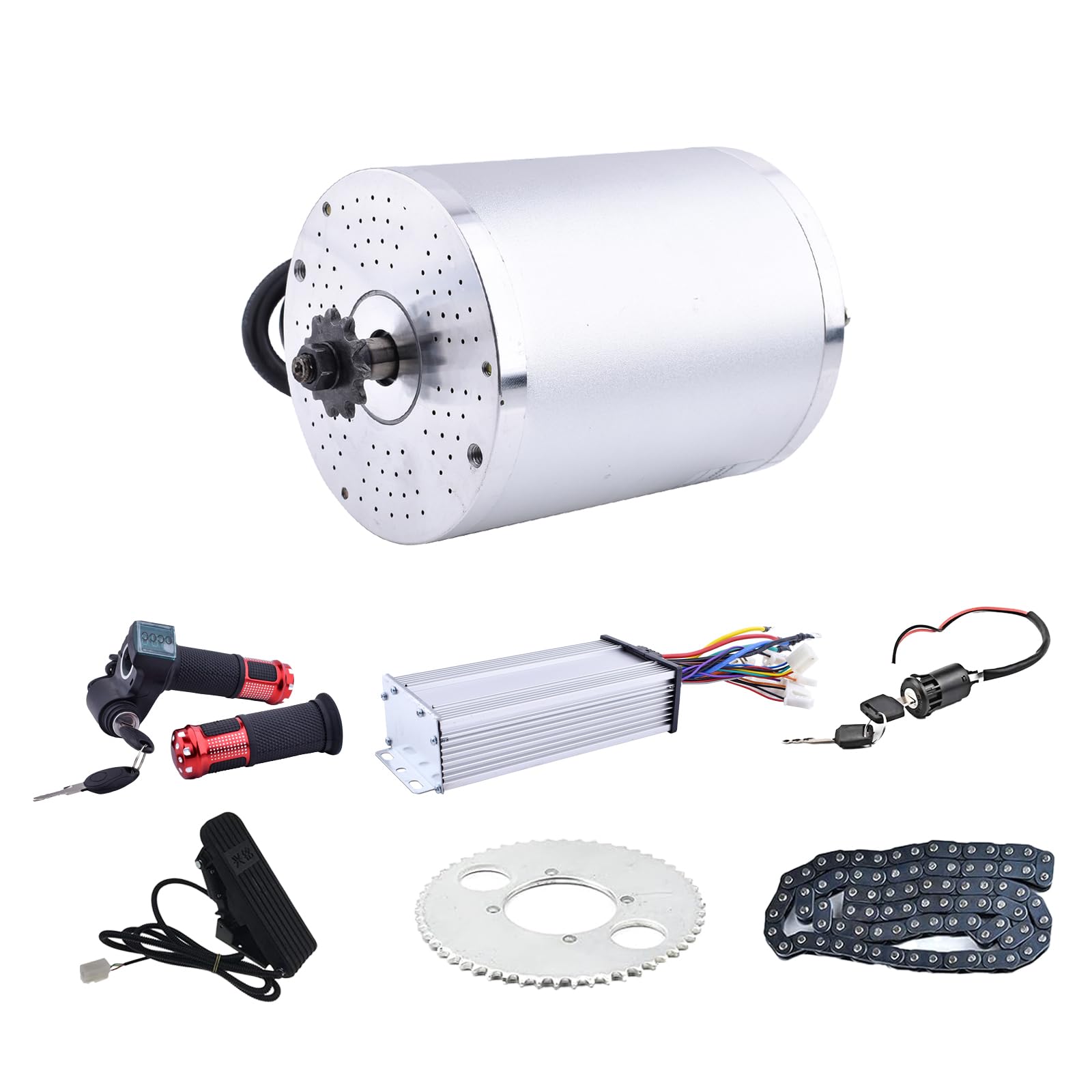 48V 1000W 3500RPM Electric Dirt Bike Motor Kit - 20.8A High Power Scooter Motor with 5.1N.M Torque for Go Kart, Ebike & DIY Projects | Includes Key Switch & Foot Pedal | Perfect for Off-Road, Commuting & Recreational Riding