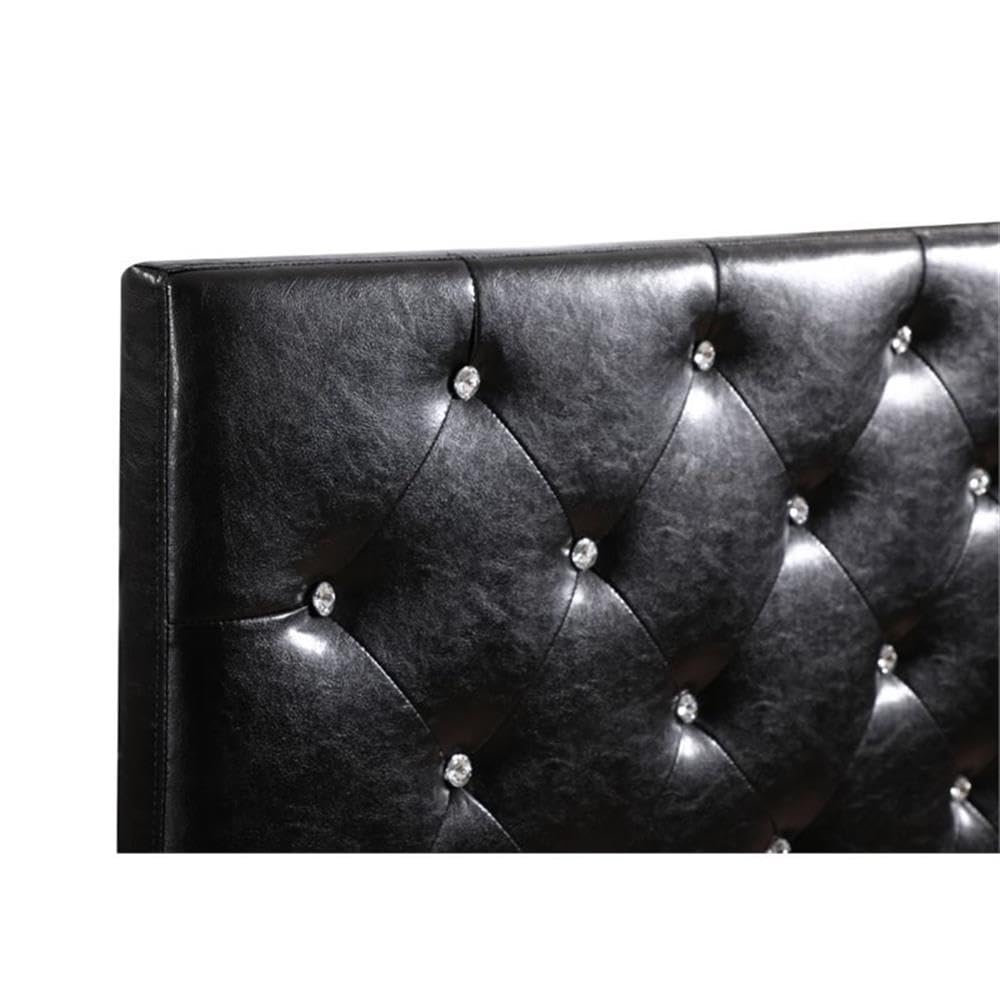 Glory Furniture Super Nova Faux Leather Upholstered Twin Headboard in Black - Modern Bedroom Decor for Small Spaces & Guest Rooms