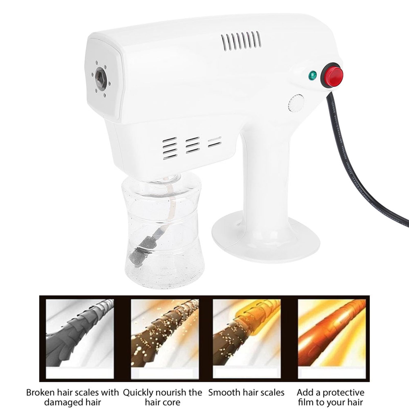 Pongnas 300ml Nano Steam Hair Steamer Gun - Multifunctional Hair Care Treatment Tool with Humidifier for Deep Conditioning & Hydration | Perfect for Salon, Home Use & Professional Hair Styling