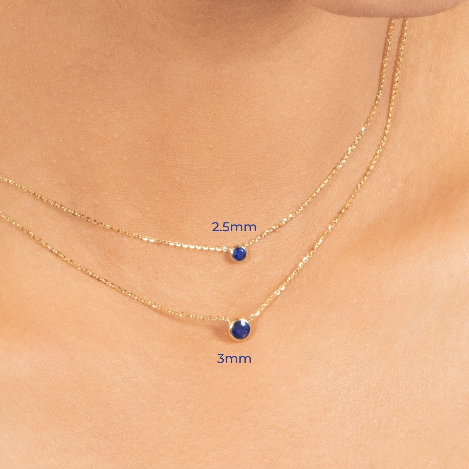 14K Yellow Gold Sapphire Station Necklace - Dainty Bezel Set Gemstone Jewelry for Women, Perfect for Everyday Wear & Special Occasions