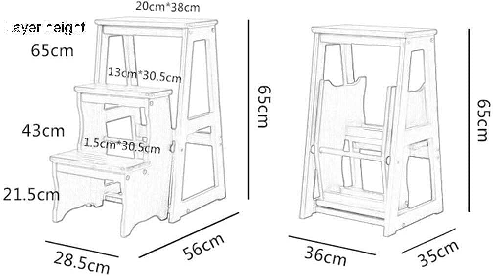 LEOSXA Solid Wood Folding Step Stool with Storage Shelf - Multifunctional Ladder Stool for Adults, Foldable Wooden Step Chair for Home, Kitchen, Bathroom & Closet Organization - Perfect as Step Stool, Seat & Storage Shelf