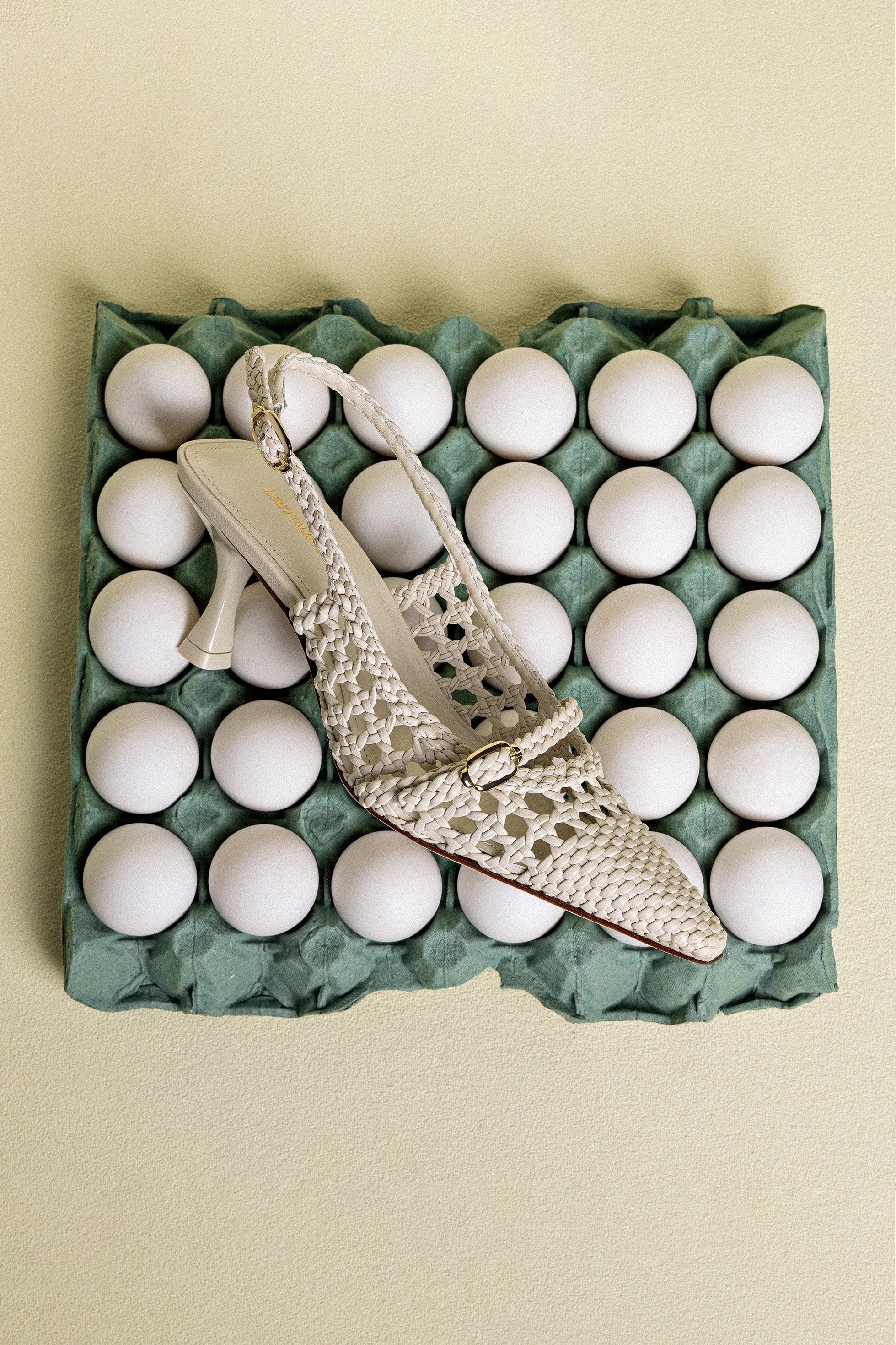 Ines Macrame Pump in Ivory Leather - Elegant Women's Dress Shoes for Weddings, Parties & Formal Occasions