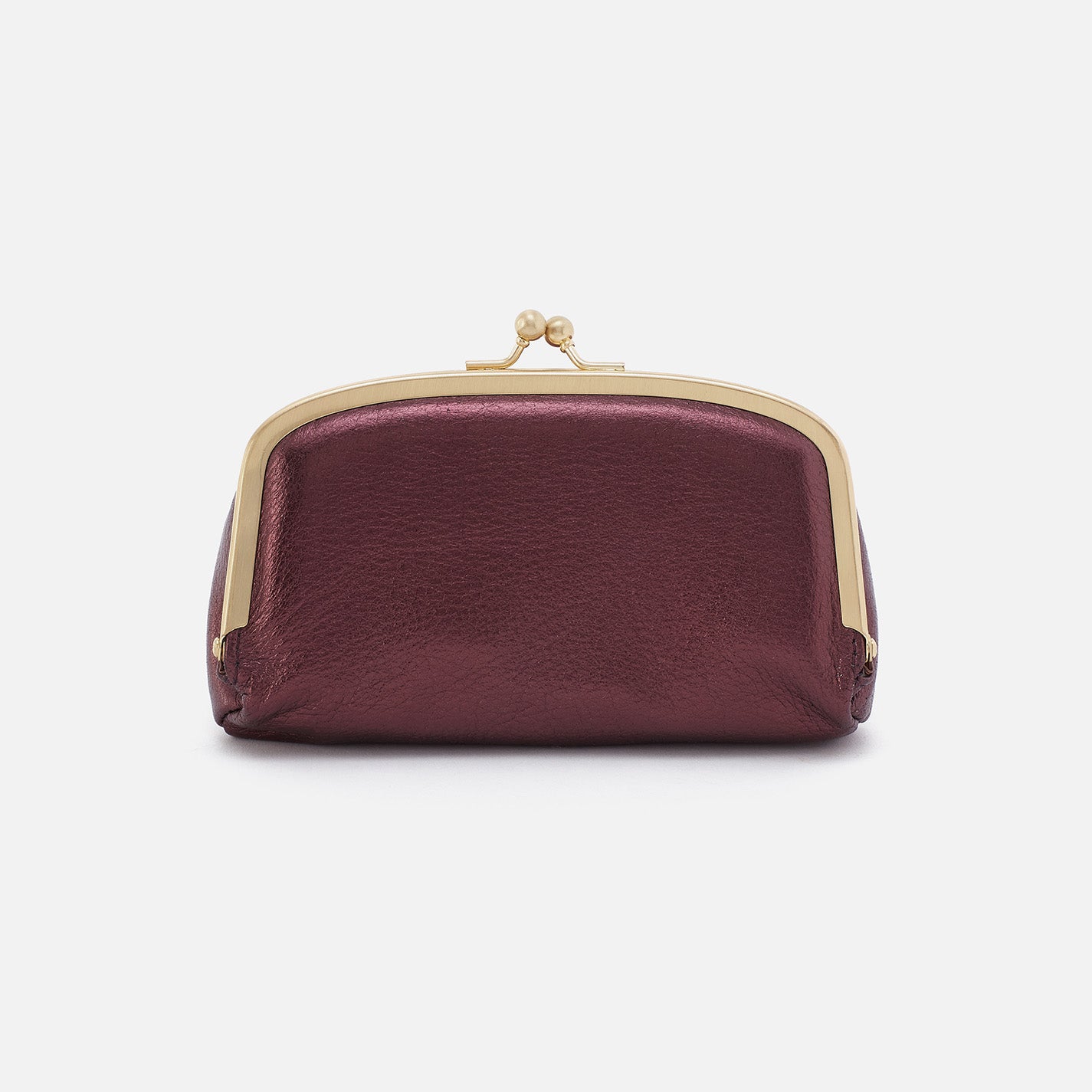 Metallic Leather Face Frame Pouch in Frosted Plum - Stylish Cosmetic Bag for Travel, Gym & Everyday Use