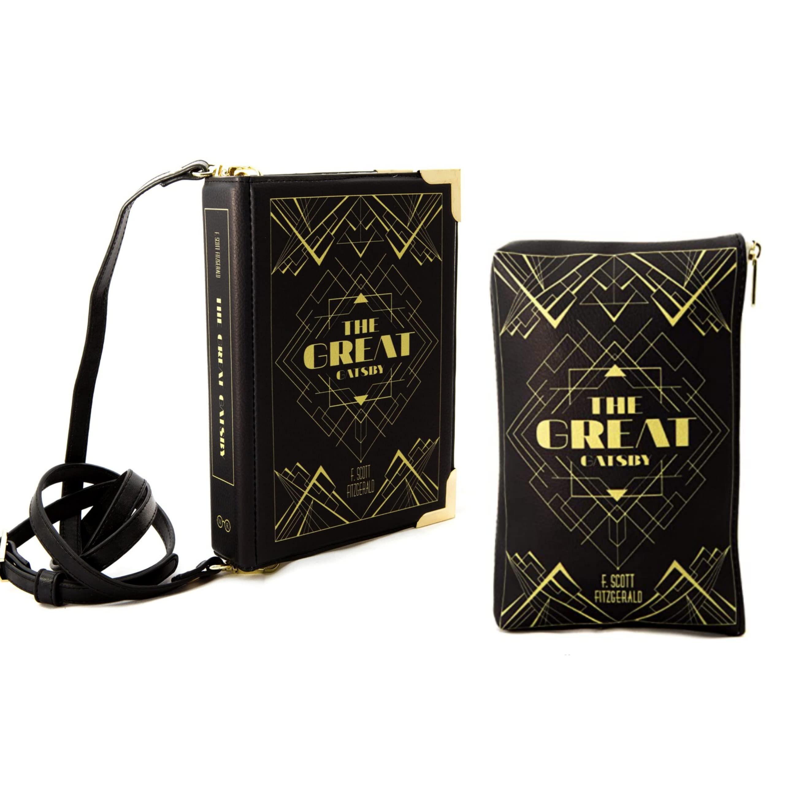 The Great Gatsby Inspired Large Book Themed Handbag & Clutch Purse Set | Vintage Literary Fashion Accessory for Women | Perfect for Book Club, Gatsby Parties & Themed Events