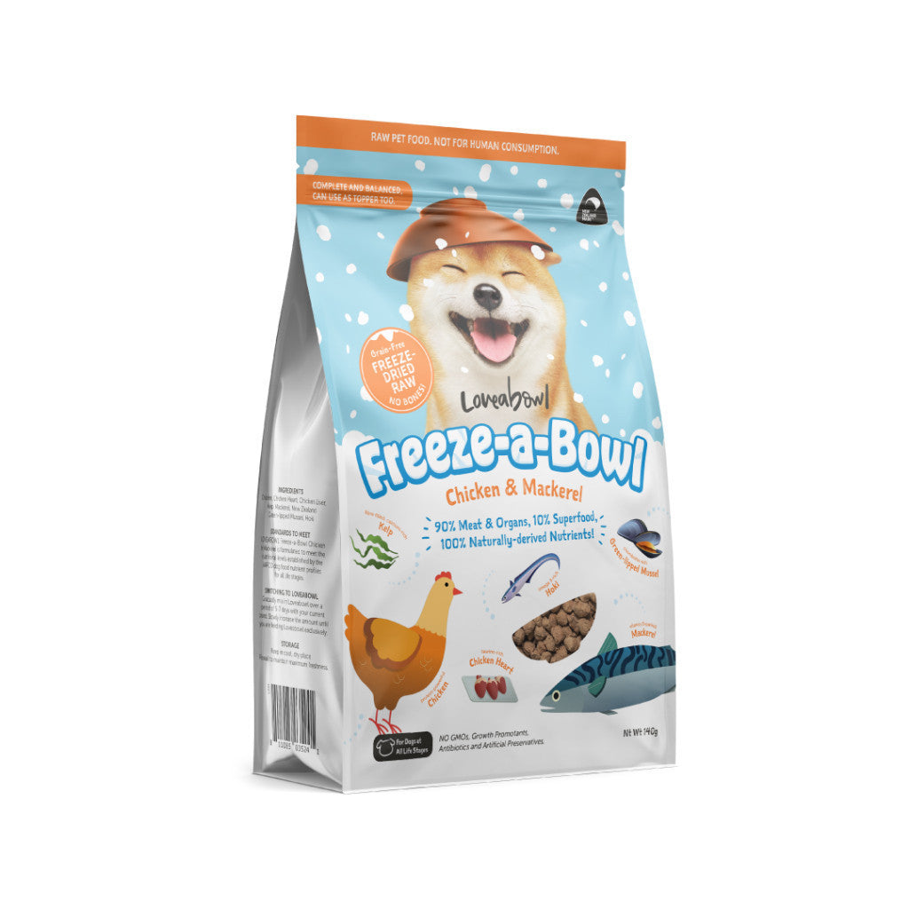 Freeze-Dried Dog Food - Loveabowl Naturally Derived Superfood with Pure Nutrition & Meats, 140g | Perfect for Travel, Hiking & On-the-Go Feeding