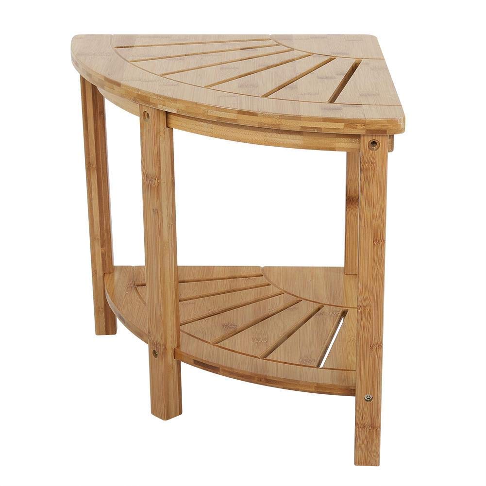 FXLYMR 2-Tier Bamboo Shower Seat - Non-Slip Bathroom Stool & Storage Organizer (38×38×42cm) | Corner Shower Bench for Elderly & Disabled | Perfect for Small Bathrooms & Spa Relaxation