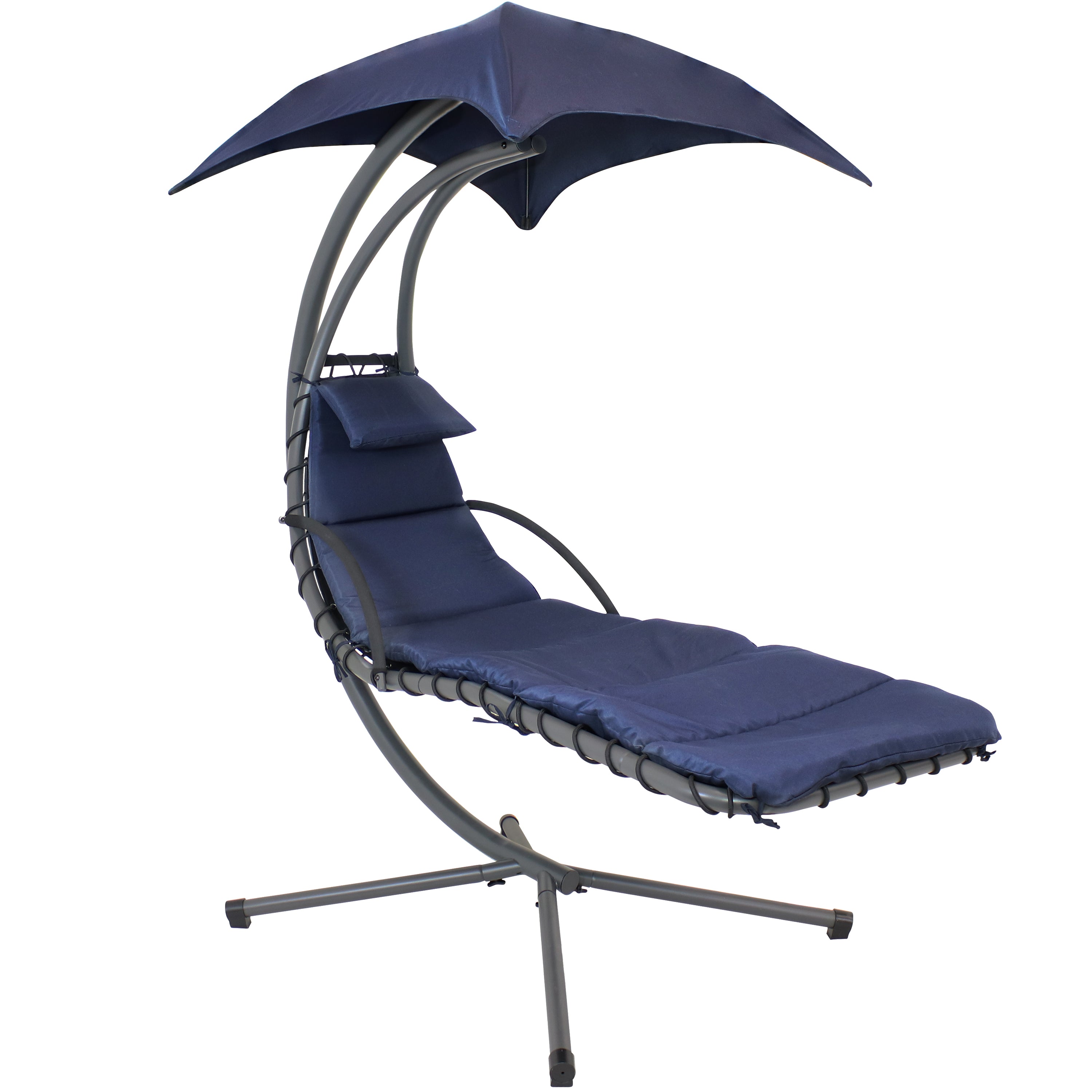 Sunnydaze Floating Chaise Lounge Chair with Adjustable Umbrella - Premium Pool Float for Relaxing in Swimming Pool, Lake or Beach