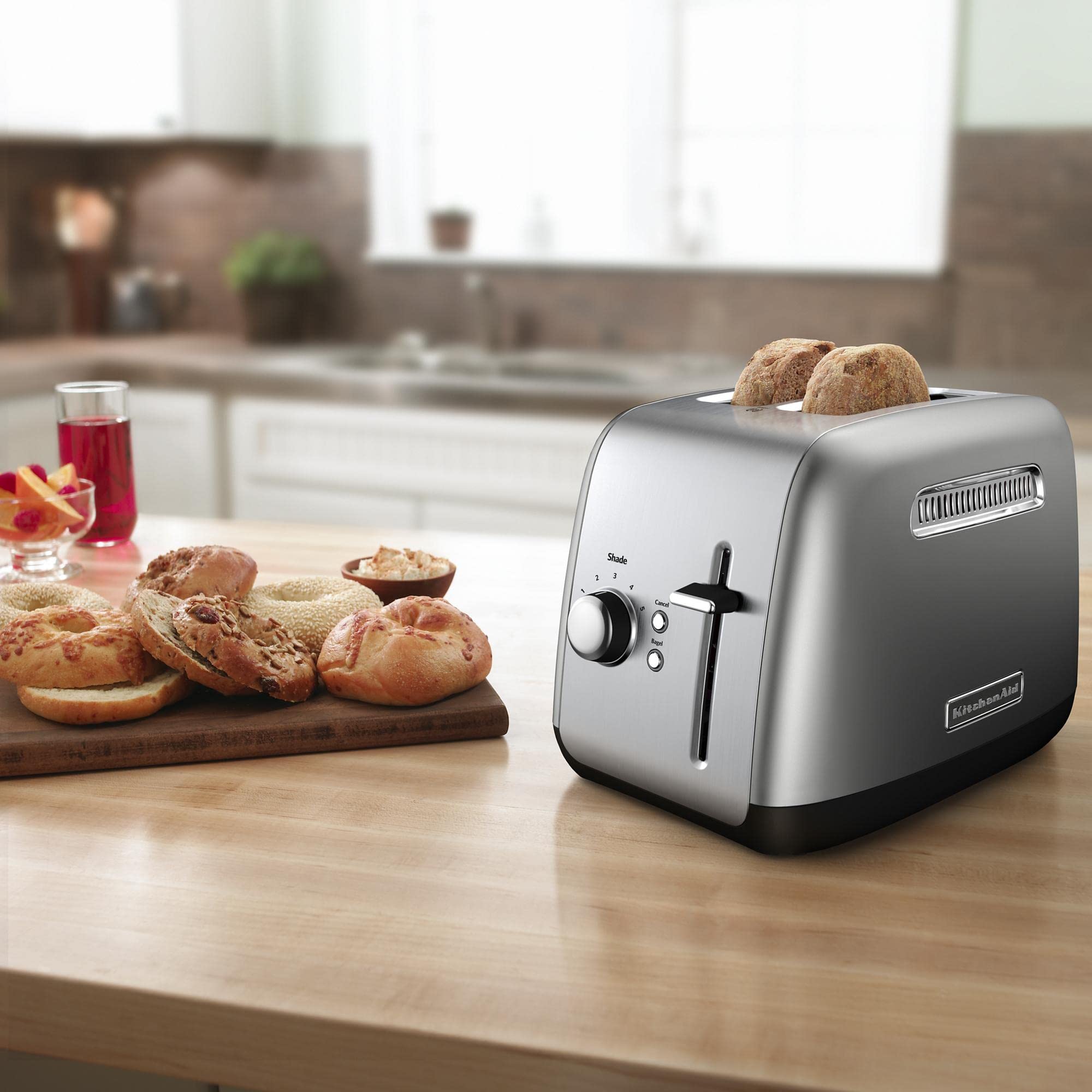 KitchenAid KCM1208DG 12-Cup Programmable Coffee Maker with Spiral Showerhead & KMT2115 2-Slice Toaster for Bagels, Bread, Pastries - Silver | Perfect for Home Kitchens, Offices & Breakfast Nooks