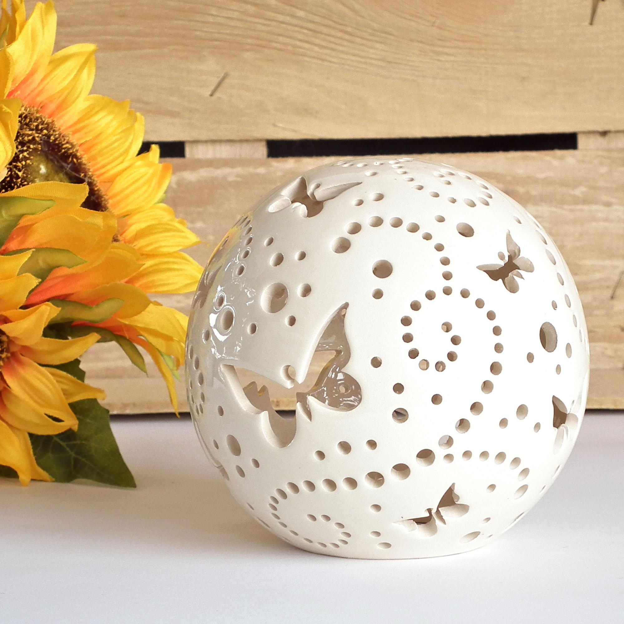 Handmade Butterfly Ceramic Lantern - Elegant Pottery Candle Holder for Home Decor, Wedding Centerpiece & Dining Tabletop - Perfect for Romantic Ambiance, Tea Light Display and Special Occasions