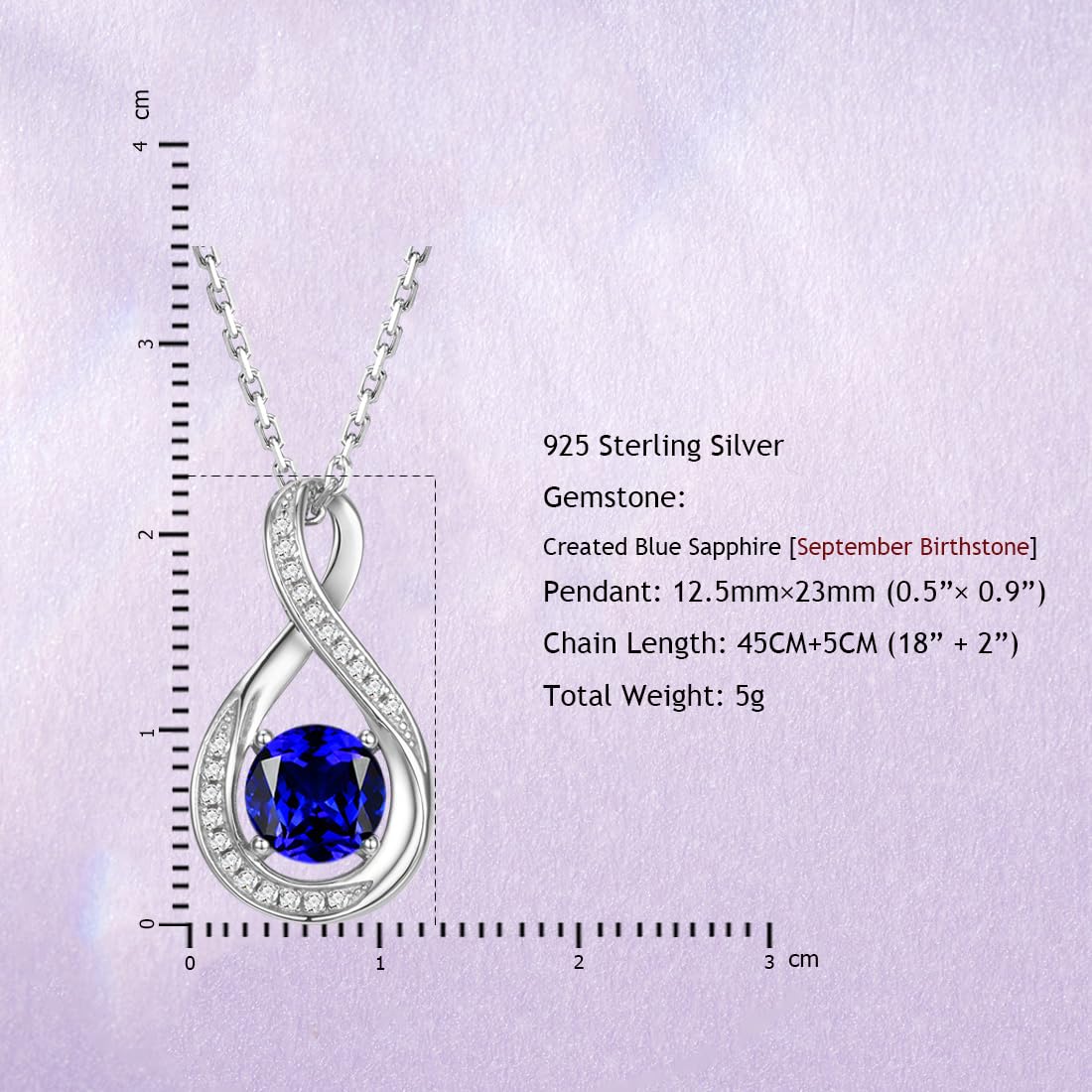925 Sterling Silver Birthstone Necklace for Women - Infinity Pendant Necklace with Adjustable Chain | Personalized Birthday, Anniversary & Mother's Day Jewelry Gift for Her | Perfect for Everyday Wear, Special Occasions & Gift Giving