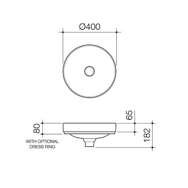 Caroma Liano II 400mm Round Inset Bathroom Sink - Matte Speckled Finish for Modern Vanities & Powder Rooms