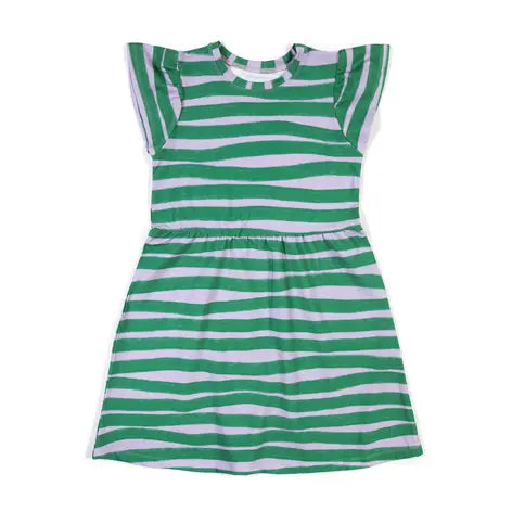 Don't Grow Up Organic Cotton Striped Dress with Ruffle Sleeves - Perfect for Kids Birthday Parties, Family Photos & Special Occasions