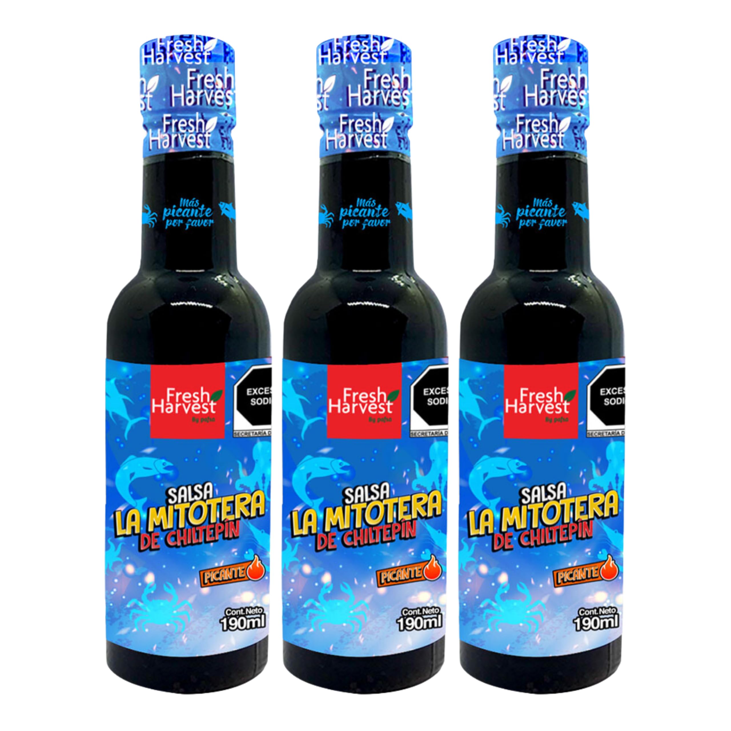 Chiltepín La Mitotera Hot Sauce 190ml (6.42 Fl Oz) - 3 Pack | Authentic Mexican Spicy Sauce for Seafood, Tacos, Snacks & Cooking | Fresh Harvest | Perfect for Grilling, BBQ & Party Dips