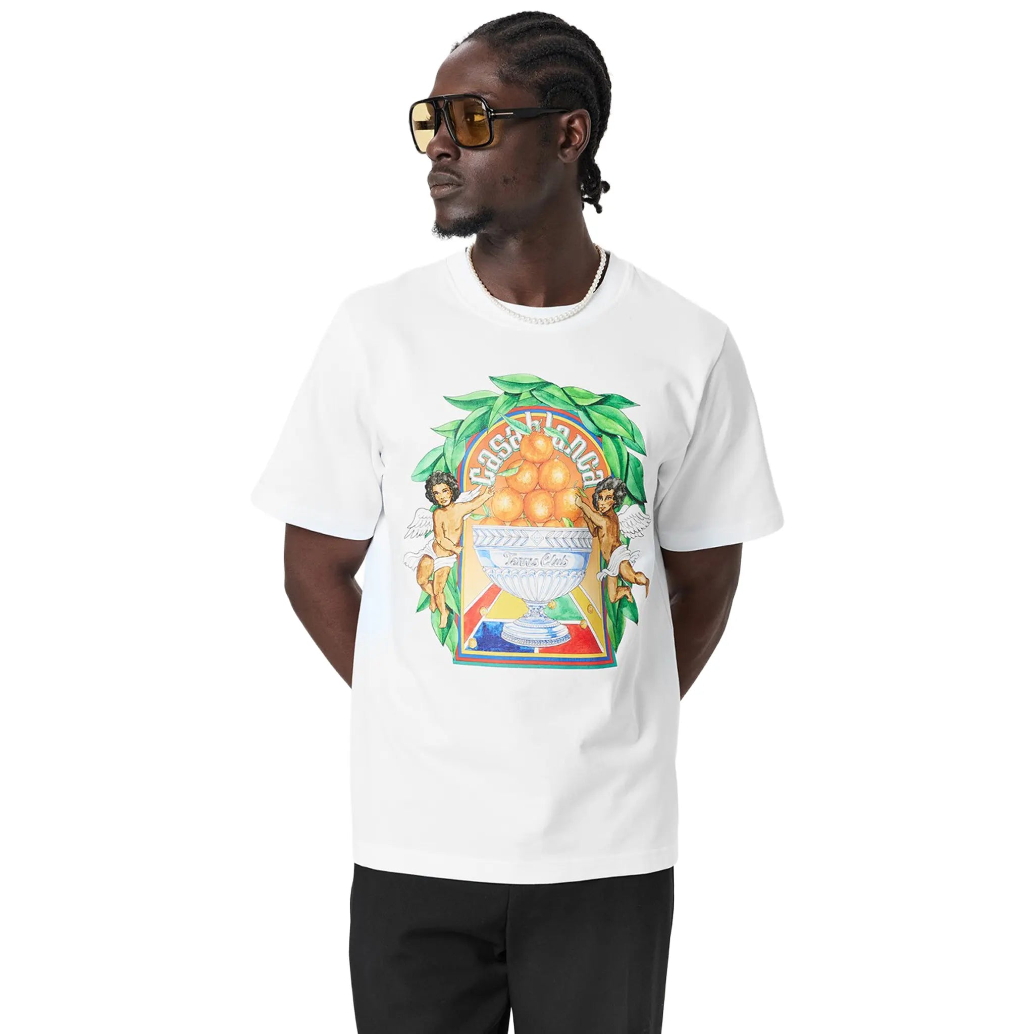 Casablanca Casa Triomphe White T-Shirt for Men - Premium Cotton Crew Neck Tee - Perfect for Casual Wear, Street Style & Everyday Outfits