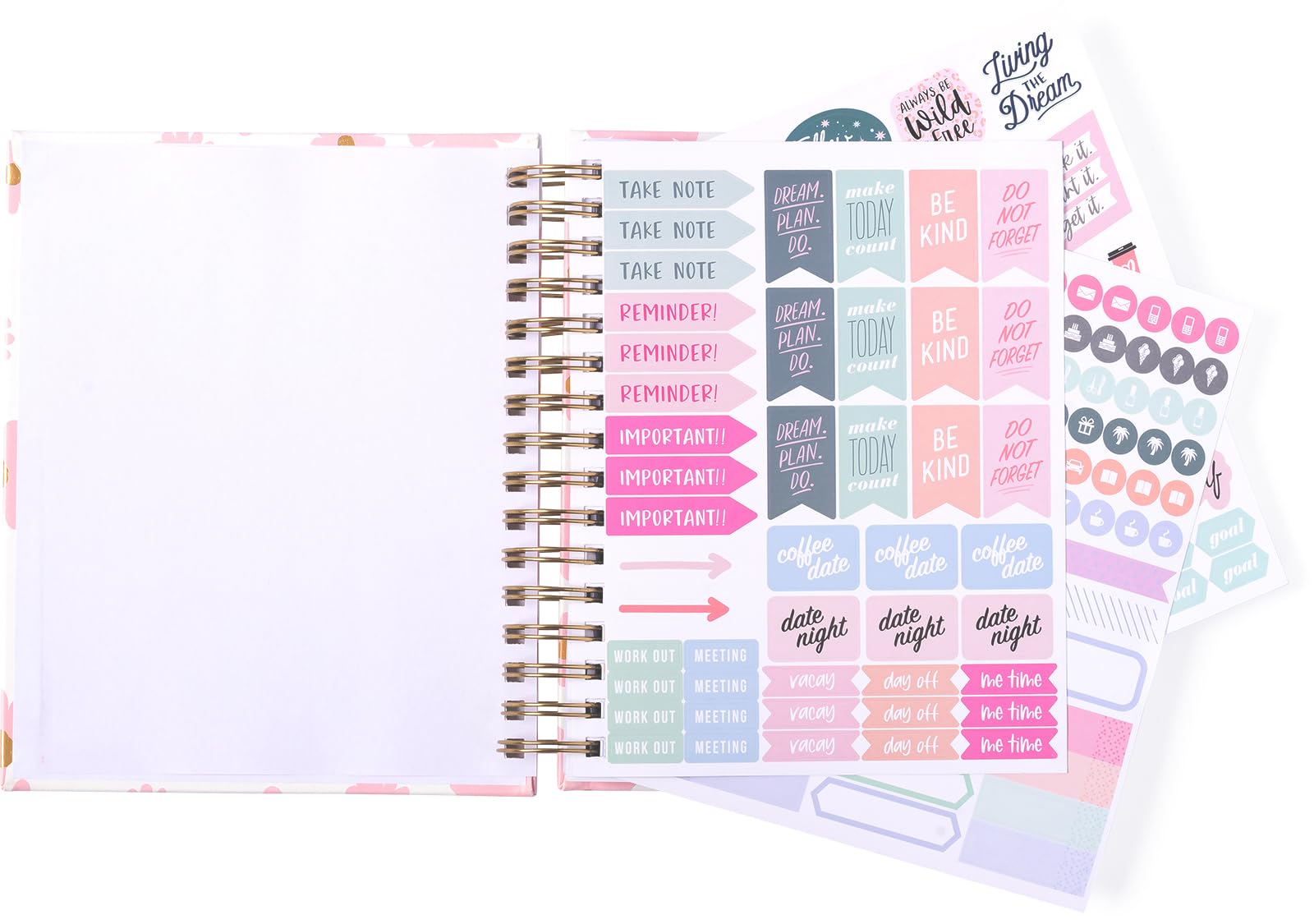 Eccolo 2024-2025 Spiral Planner - 18-Month Weekly & Monthly Academic Planner with Stickers, Floral Design, Hardcover (7.75