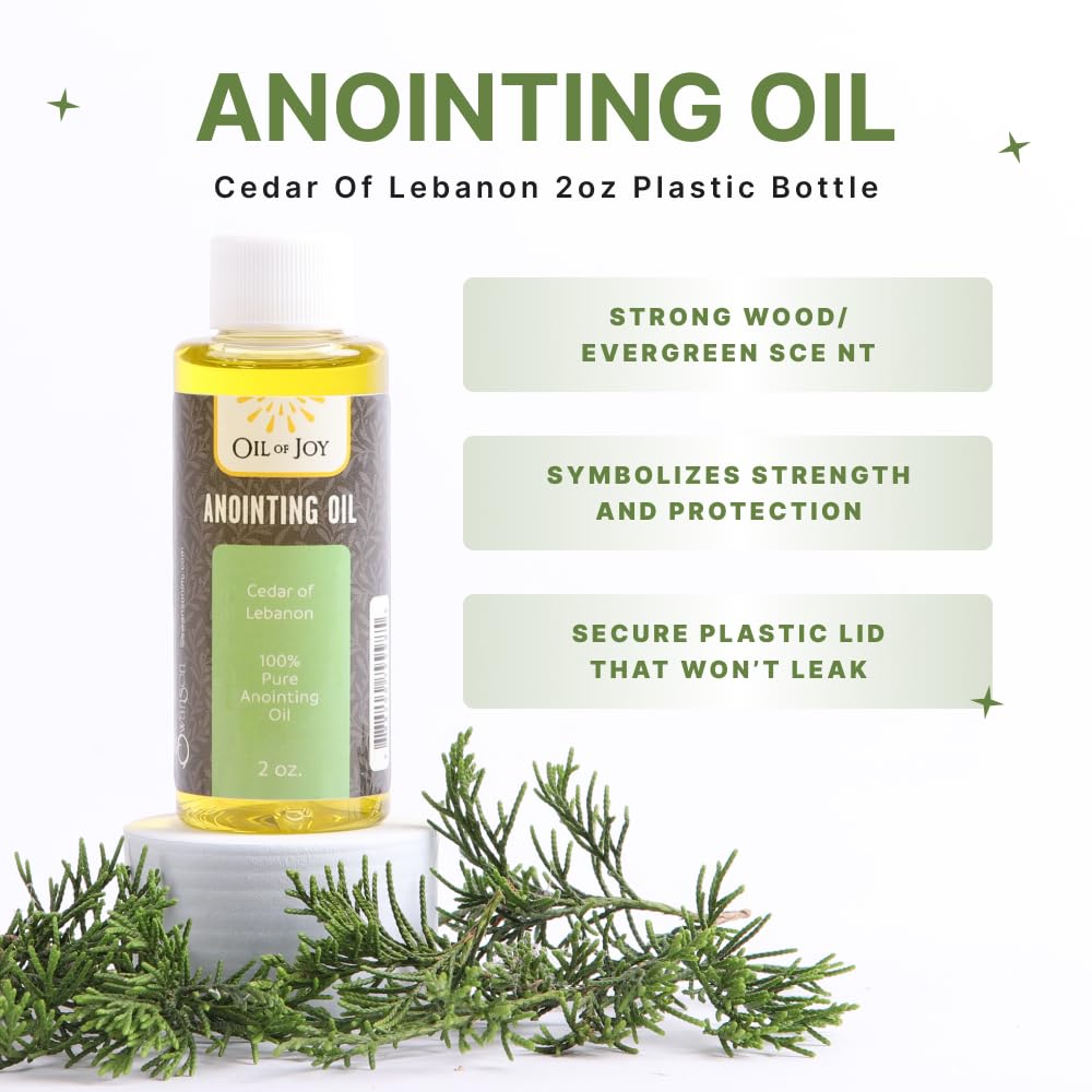 Lebanon Cedar Anointing Oil 2oz - Holy Christian Anointing Oil for Divine Strength & Protection - Oil of Joy - Perfect for Prayer, Worship & Spiritual Healing Ceremonies