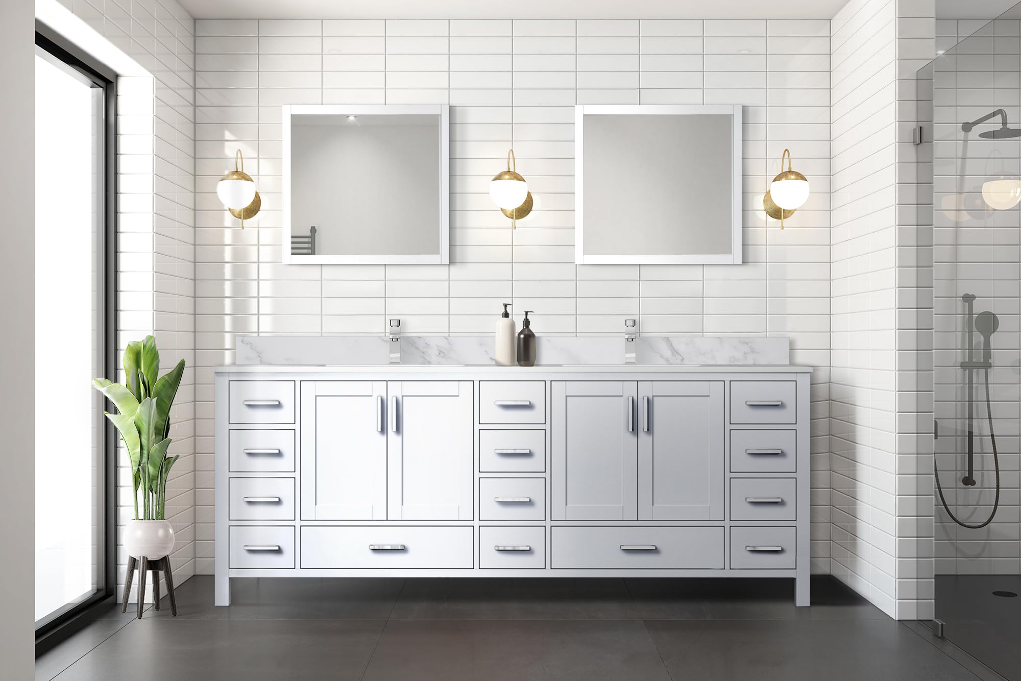 Big Sur 84 Inch Wide x 22 Inch Deep White Double Bathroom Vanity with Sink - Perfect for Master Bathroom Renovation and Modern Home Decor