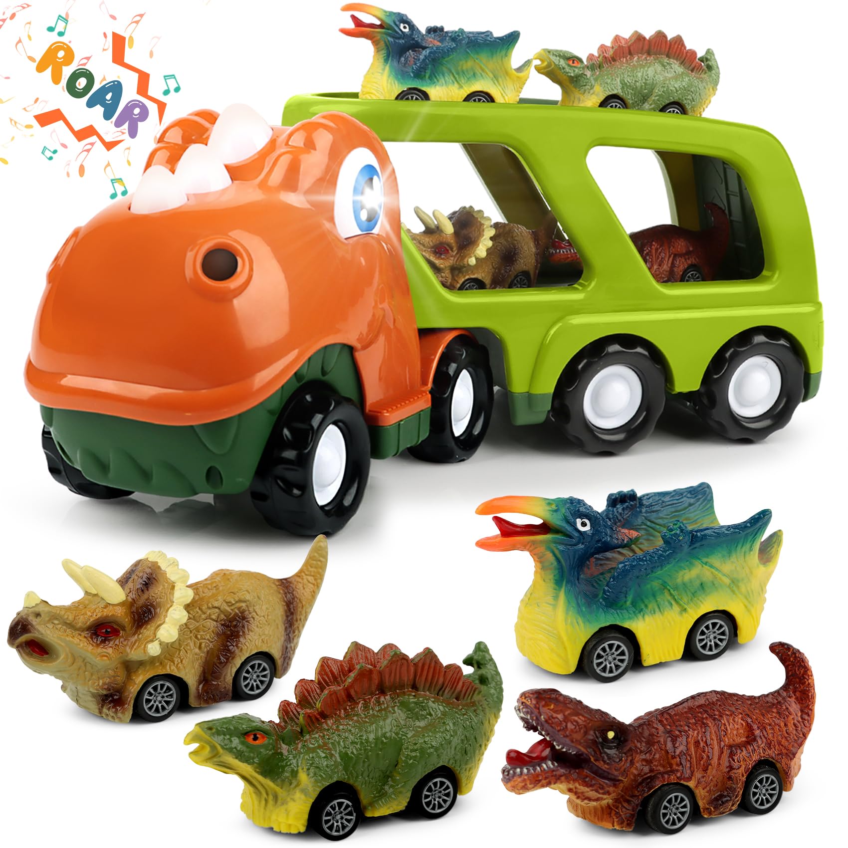 Dinosaur Truck Toy for Toddlers - 5-in-1 Carrier Transport for Kids 2-4 Years | Perfect Birthday Gift for Boys & Girls | Indoor & Outdoor Play
