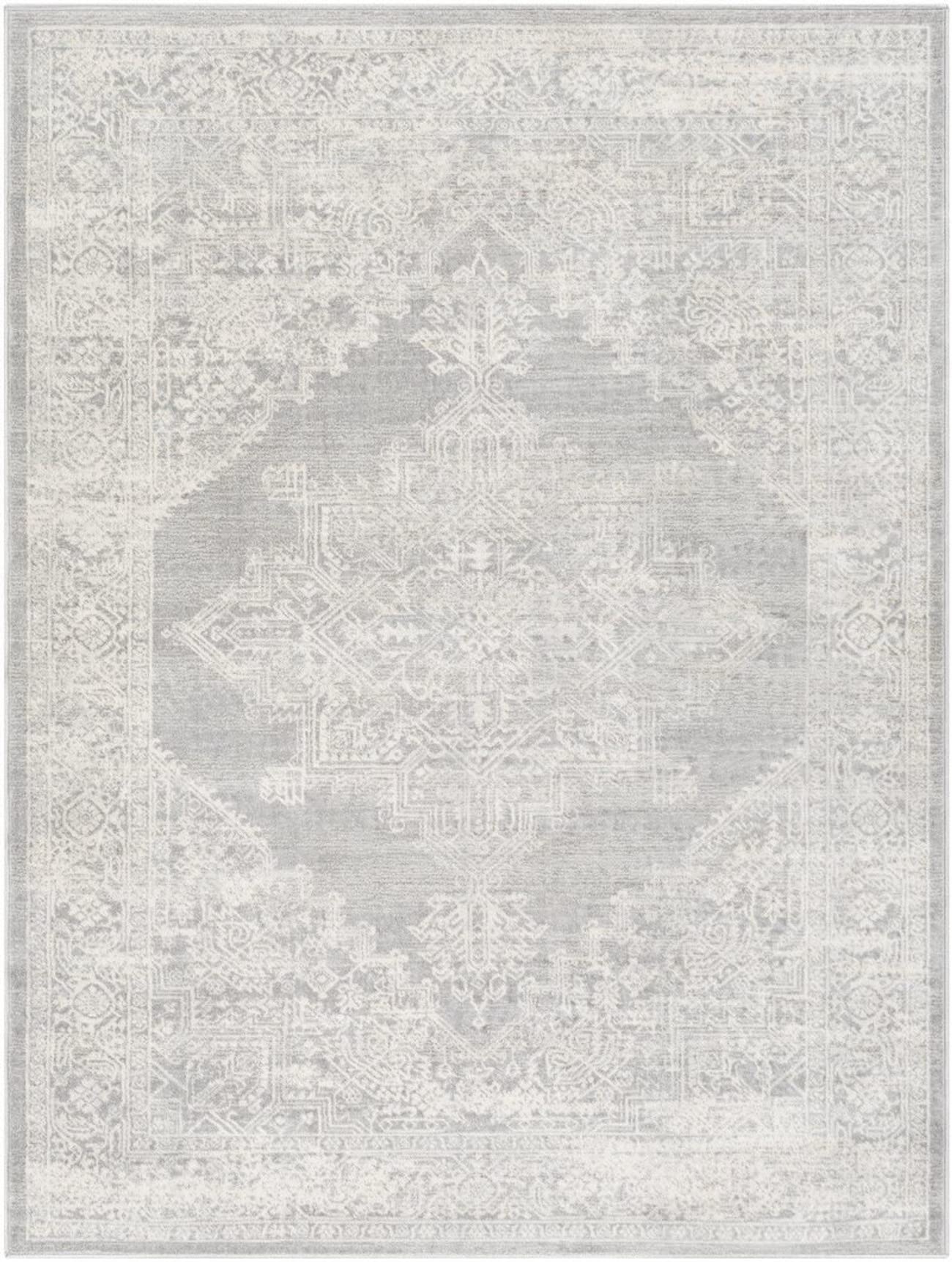 Mark&Day 6x9 Ulvend Traditional Grey Area Rug - Soft & Durable Grey White Carpet for Living Room, Bedroom, Kitchen - Perfect for Home Decor & High Traffic Areas (6'7