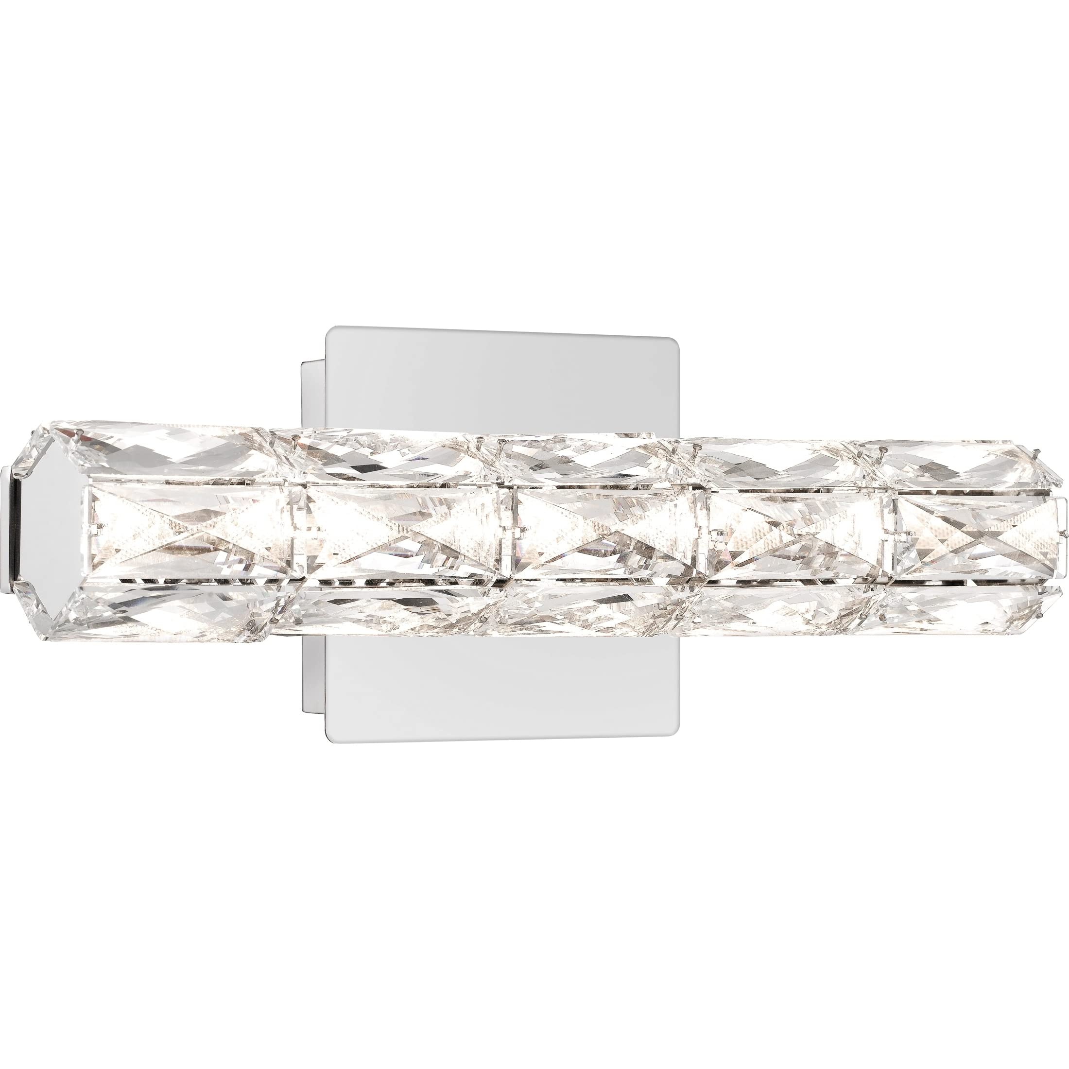 Modern Polished Chrome LED Vanity Light with Crystal Accents - Dimmable Contemporary Bathroom Lighting for Makeup & Grooming