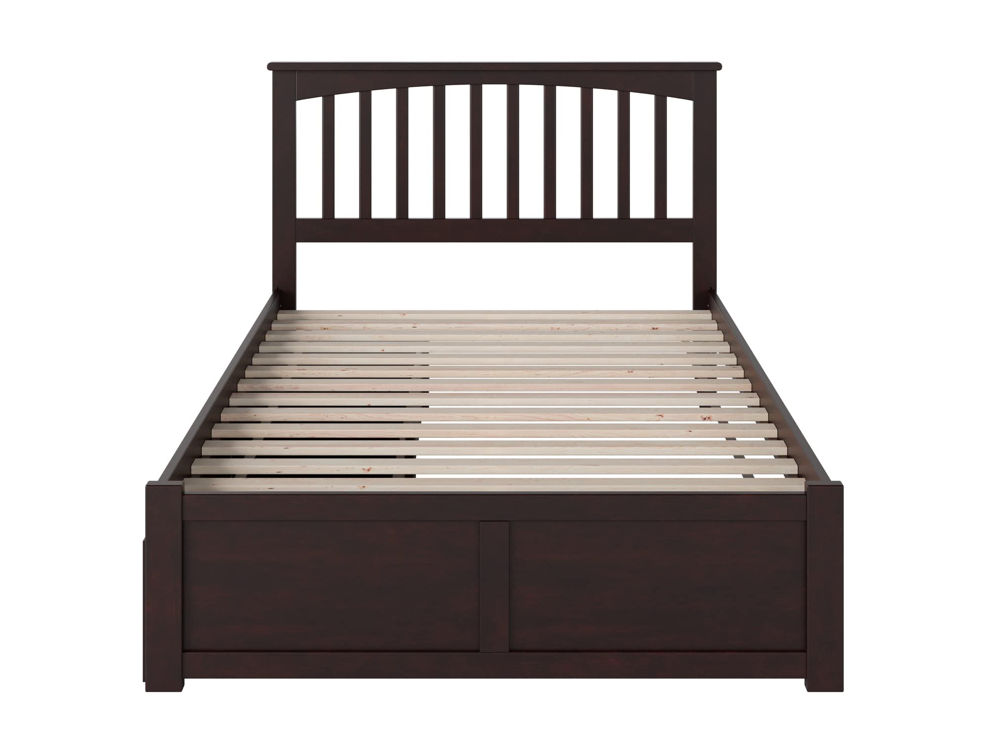 AFI Mission Full Size Platform Bed with Footboard & Storage Drawers in Espresso - Solid Wood Bed Frame for Bedroom, Guest Room & Dorm - Easy Assembly & Space Saving Design
