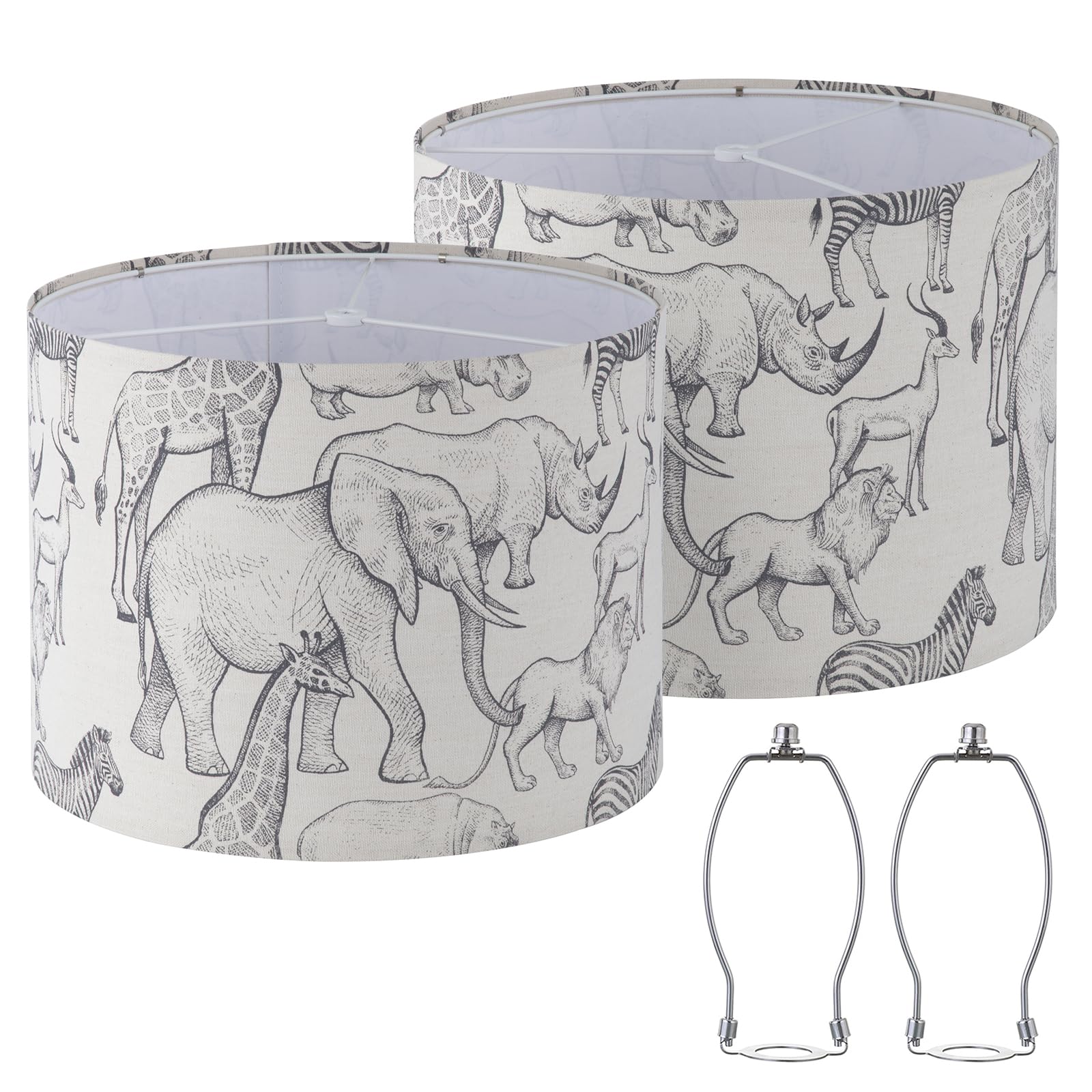 2-Pack Drum Lamp Shades - 10 Inch Height, Fits Table Lamps, Floor Lamps & Pendant Lights - Includes Harp Holder - Perfect for Living Room, Bedroom & Office Lighting Decor
