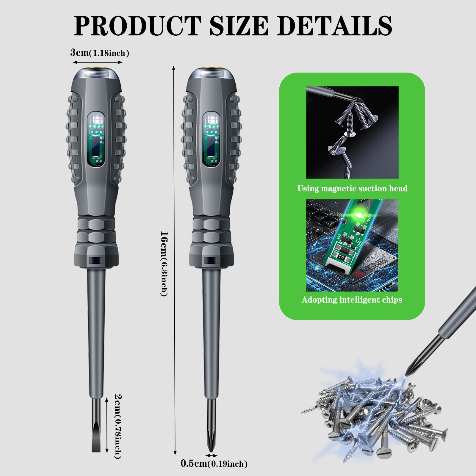 2-in-1 High Torque Magnetic Screwdriver & Voltage Tester Pen - Alloy Construction with Dual LED Lights - Professional Electrician Tools (2-Pack) - Perfect for Electrical Repairs, Home Maintenance & DIY Projects