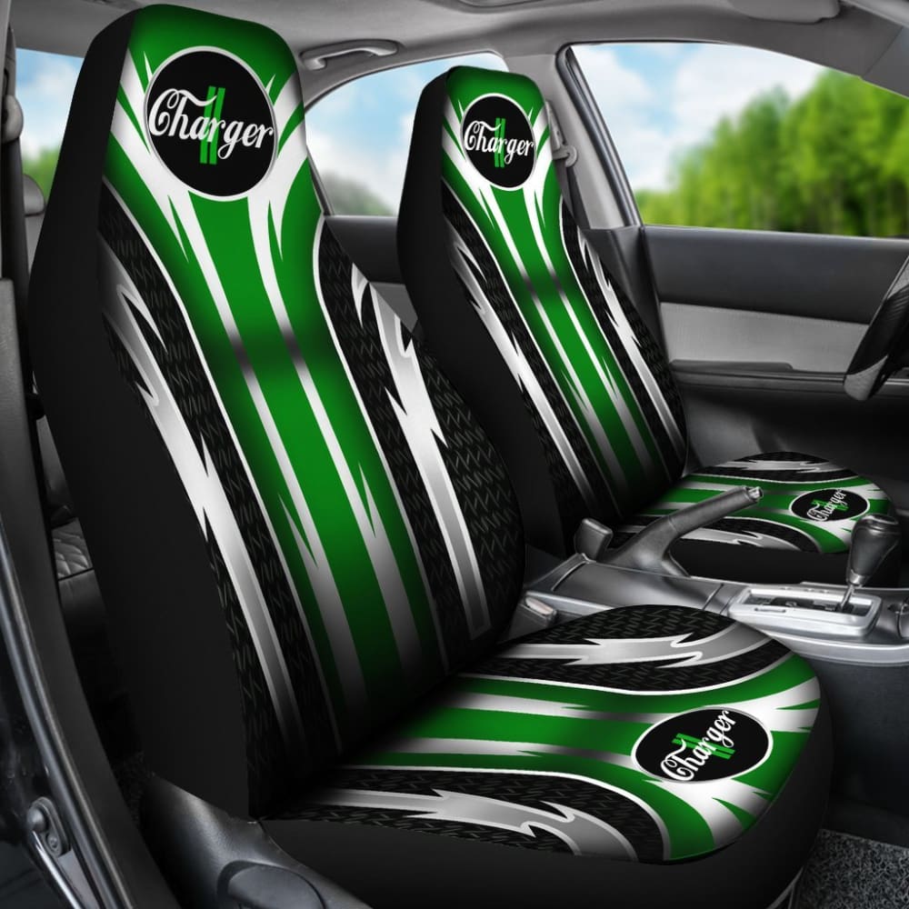 Premium 2-Piece Front Seat Covers for Dodge Charger - Custom Fit Green Car Seat Protectors (2006-2023 Models) | Perfect for Road Trips, Daily Commutes & Car Interior Protection