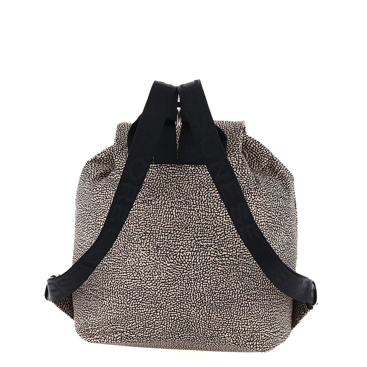 Borbonese Medium OP Naturale Nero Recycled Nylon Backpack - Stylish & Eco-Friendly Travel Bag for Women & Men | Perfect for Work, School & Outdoor Adventures
