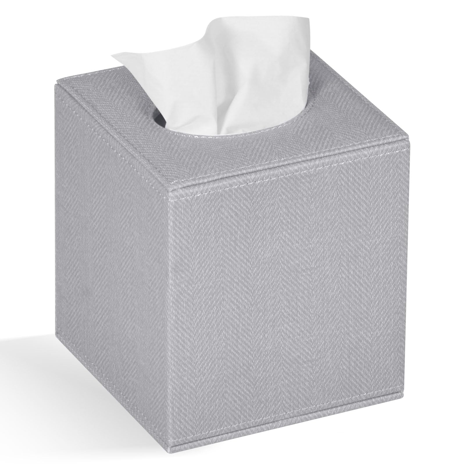 Square Tissue Box Cover Holder - Waterproof Bathroom Tissue Box Organizer, Grey - Perfect for Bathroom, Kitchen, and Office Decor