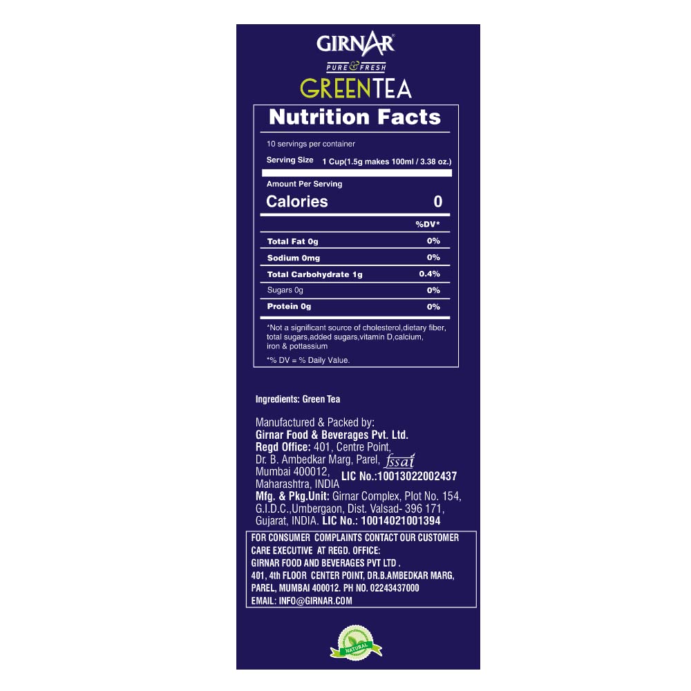 Girnar Green Tea Bags - 25 Count | Premium Organic Green Tea for Weight Loss & Detox | Perfect for Morning Energy & Relaxation