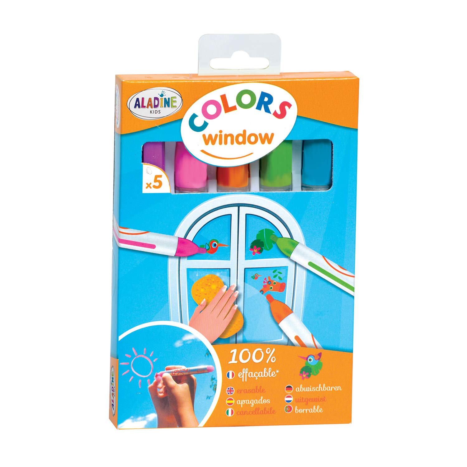 Vibrant Colors Window Chalk Crayons Set - 5 Non-Toxic Washable Markers for Kids Art, Drawing & Glass Decor - Perfect for Home, Classroom & Car Window Fun