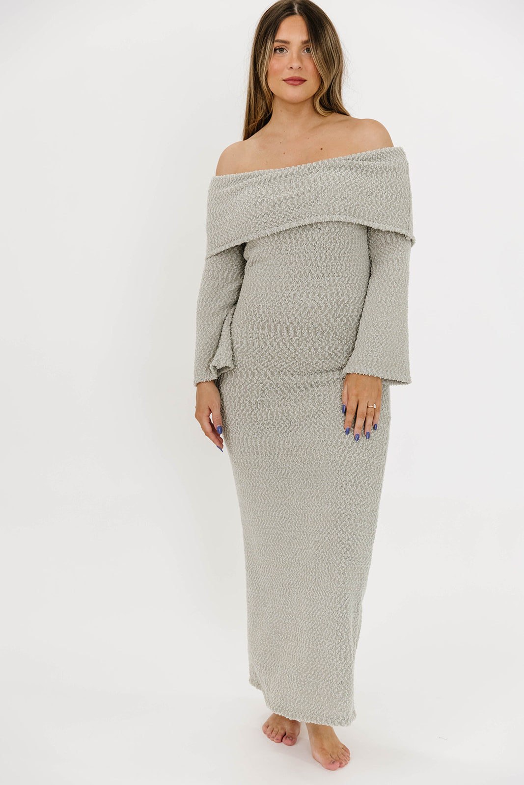 Nora Knit Maxi Dress in Dusty Sage - Bump Friendly Maternity Dress for Women | Comfortable Stretchy Long Dress for Pregnancy, Nursing & Everyday Wear