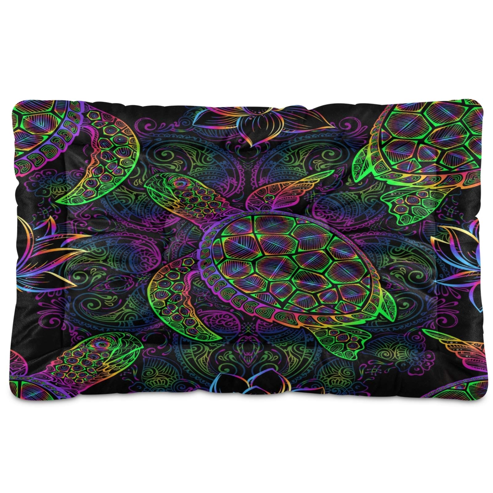 KEEPREAL Mandala Sea Turtle Pet Bed - Ultra Soft Rectangle Dog Bed & Cat Bed for Small Medium Pets (24x18in) | Calming Comfort for Puppies & Kittens | Perfect for Living Room, Bedroom & Travel