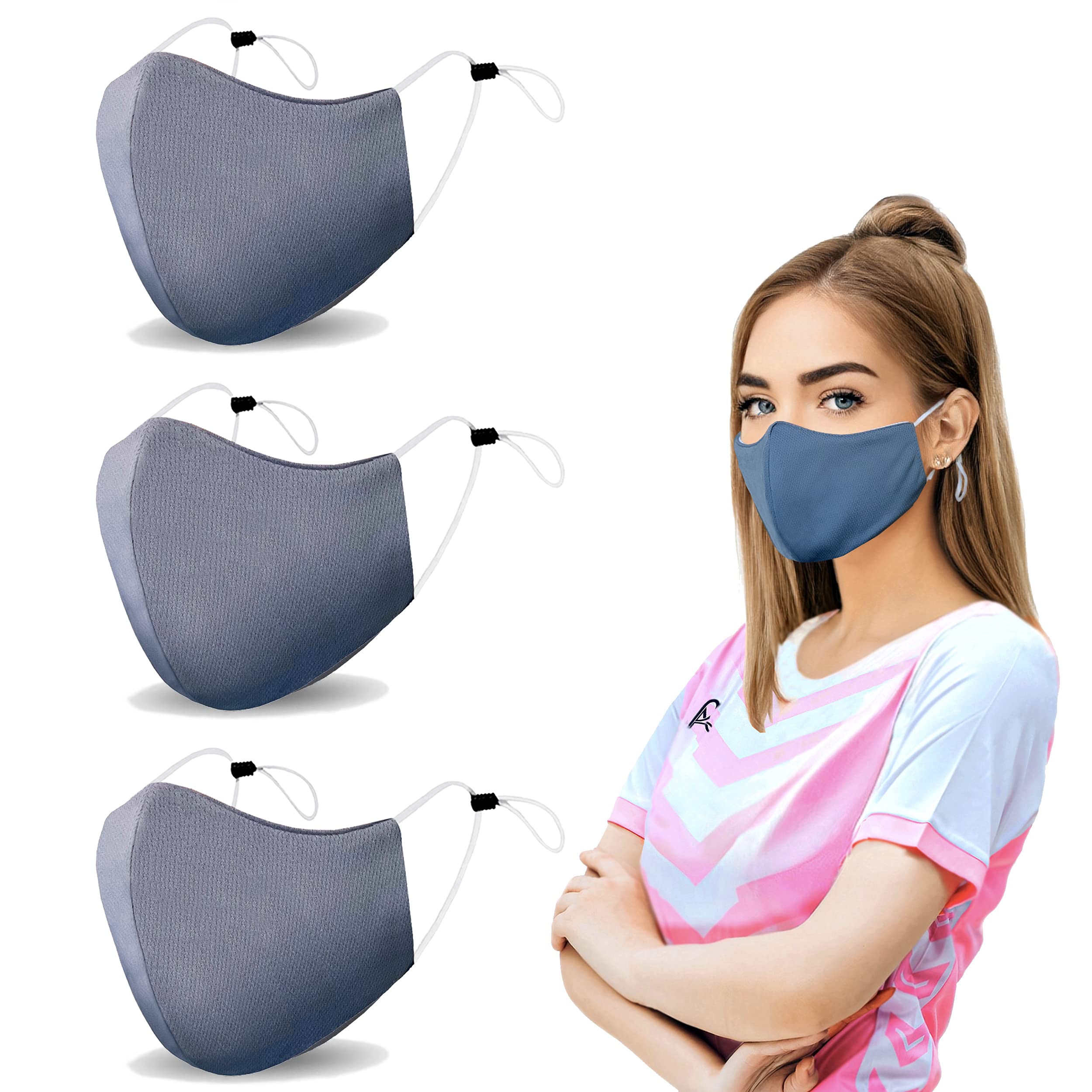 Arcarius Reusable Face Masks 3-Pack - Adjustable & Breathable for Adults & Teens | Daily Use & Travel Protection