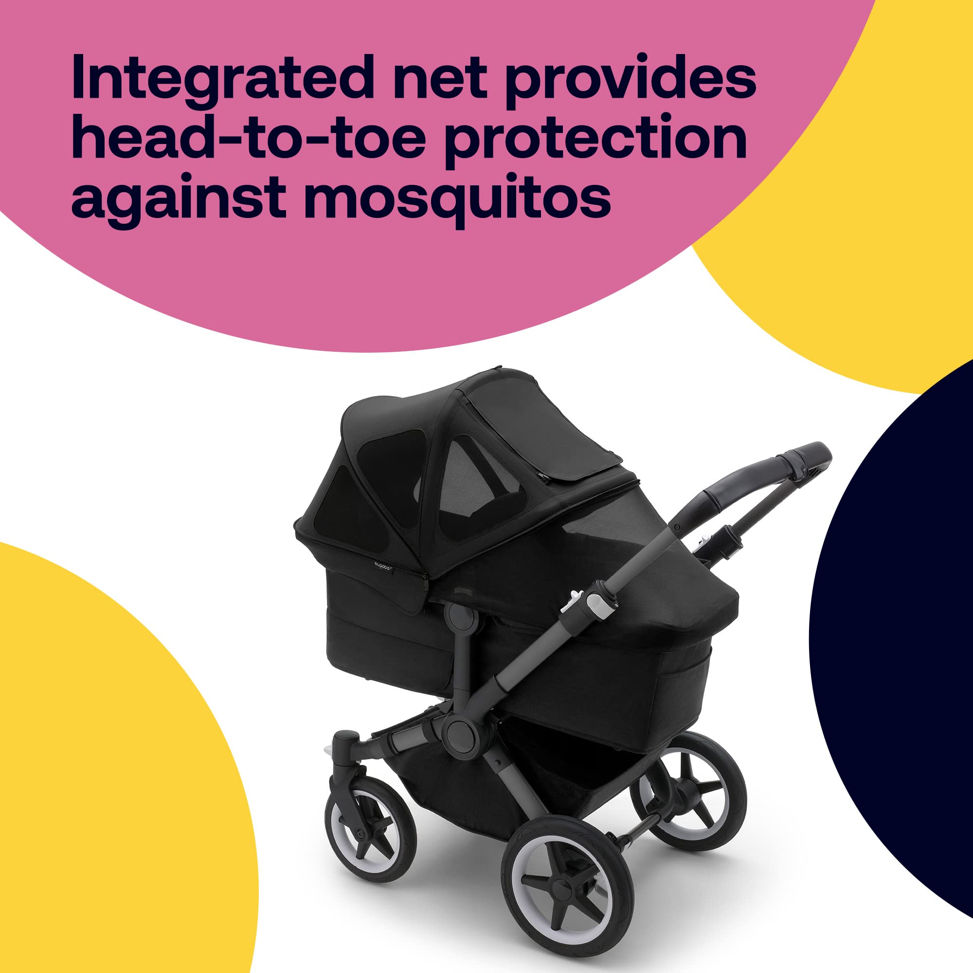 Bugaboo Donkey Breezy Sun Canopy Stroller Accessory with UPF 50+ Sun Protection & Ventilation Panels - Midnight Black | Perfect for Outdoor Walks, Beach Trips & Sunny Day Adventures with Baby