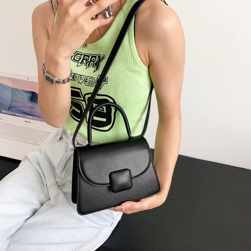 Stylish Korean Messenger Bag for Women - Fashionable Small Square Shoulder Handbag (Black) - Perfect for Work, School, and Casual Outings