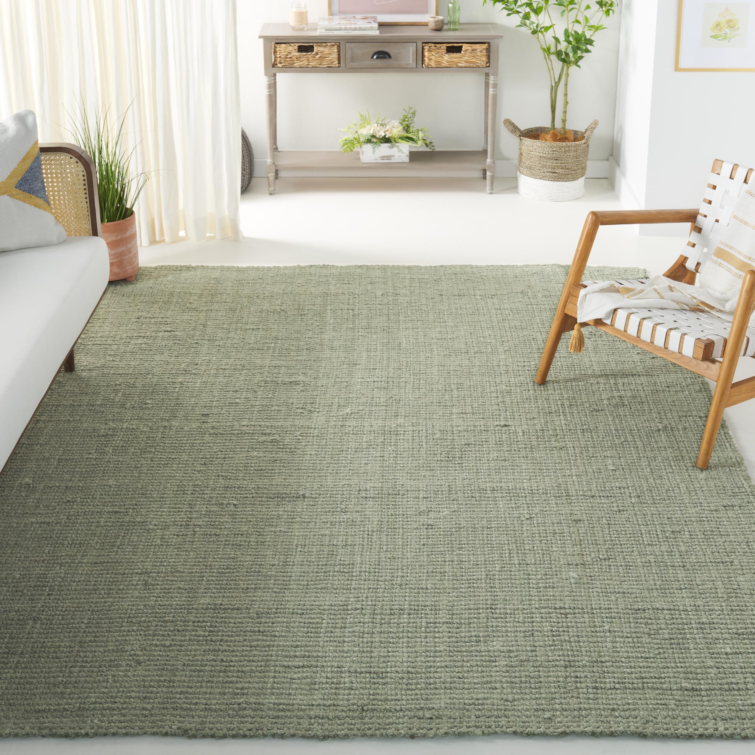SAFAVIEH Natural Fiber Collection Handmade Jute Area Rug - 8' x 10', Green & Grey, Farmhouse Style, Non-Slip & Durable for High Traffic Areas | Perfect for Living Room, Bedroom, Dining Room & Home Office (NF730B)